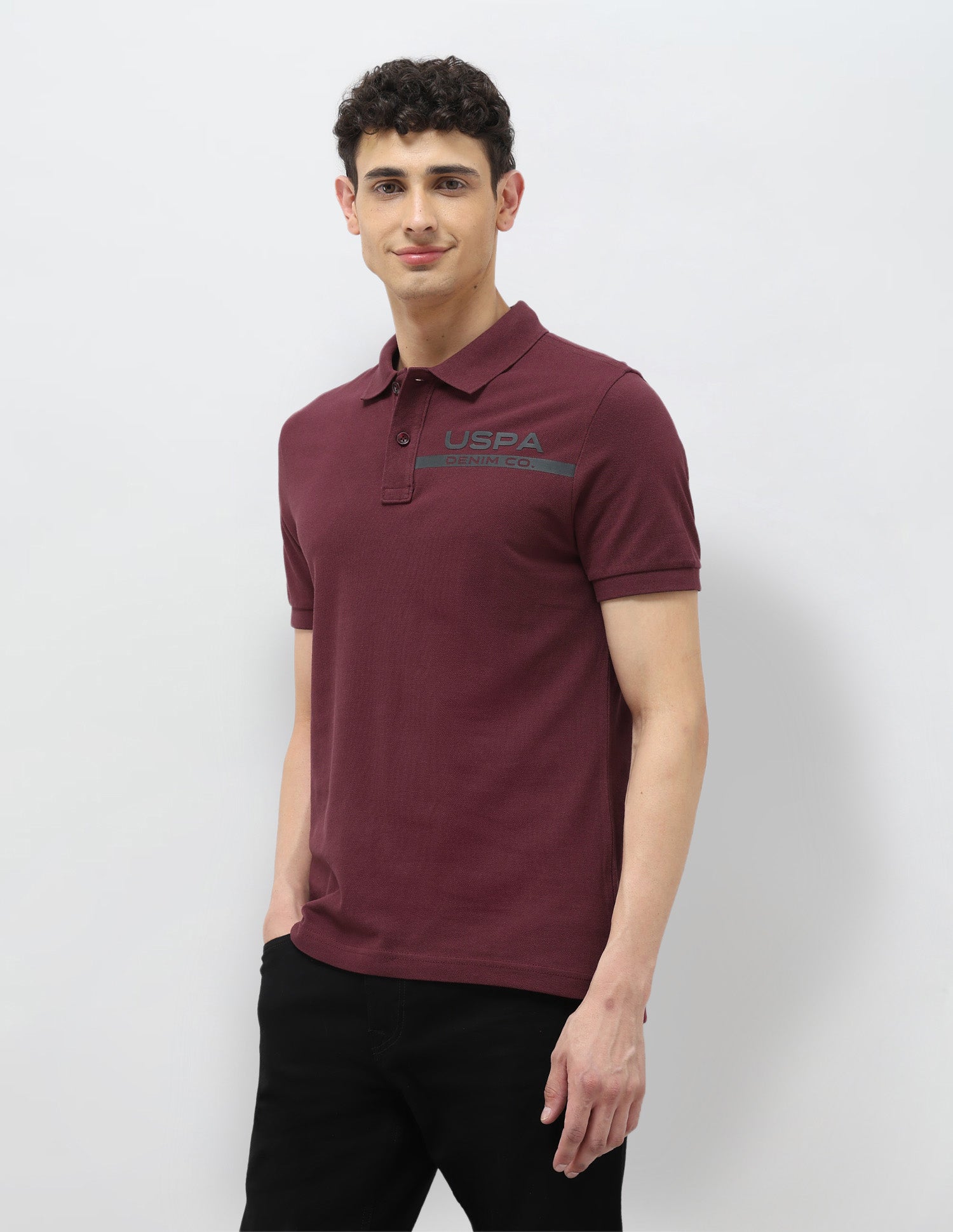 Pure Cotton Muscle Fit Polo Shirt Maroon - U.S. Polo Assn. India | Large
