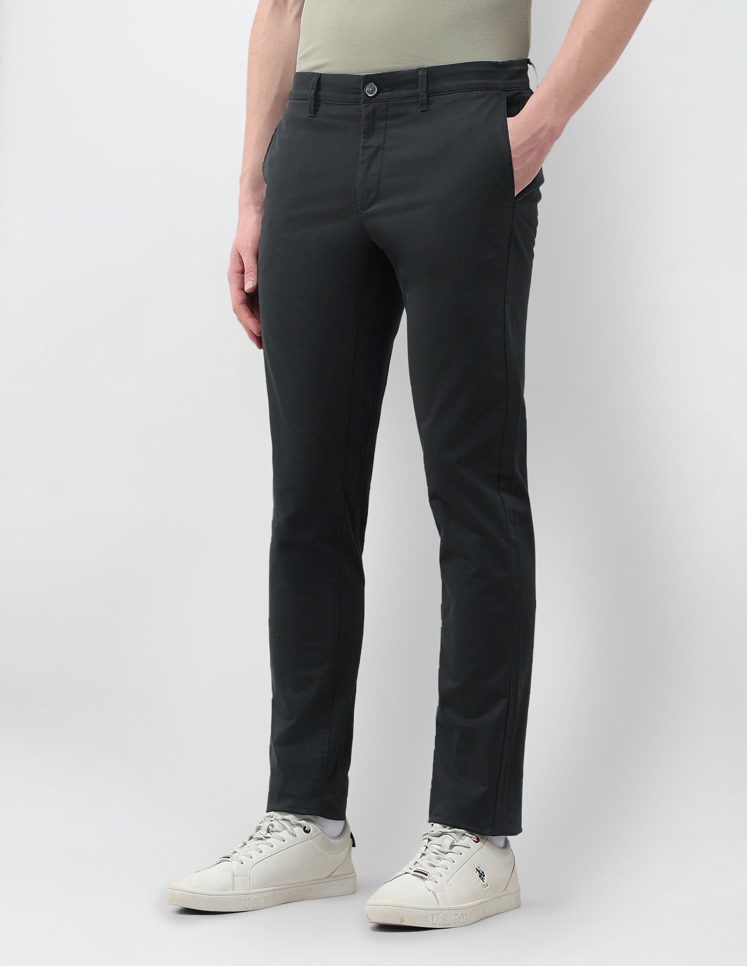 Slim Fit Satin Trousers Black - U.S. Polo Assn. India | Large