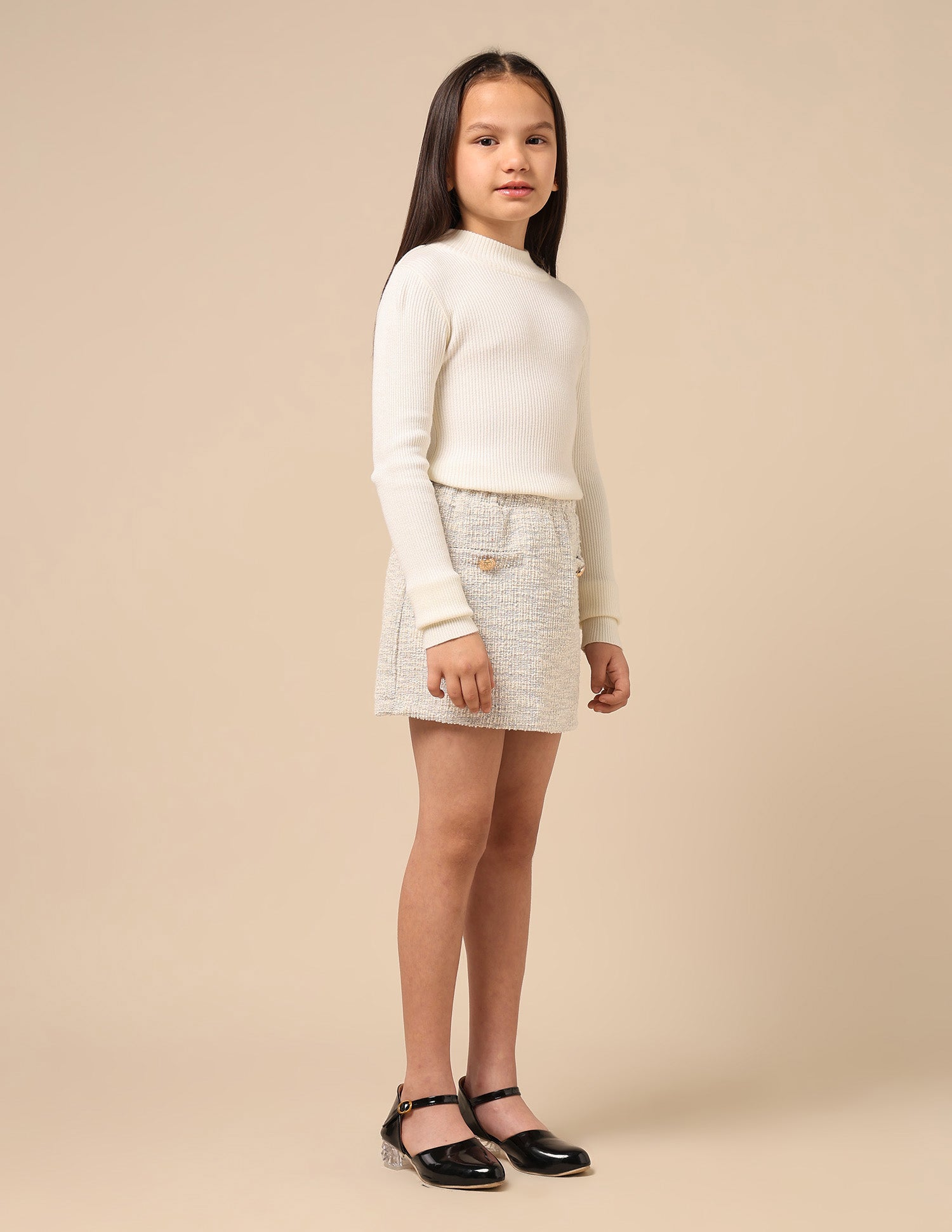 Girls Regular Fit Straight Skirt Off White - U.S. POLO ASSN. | Large