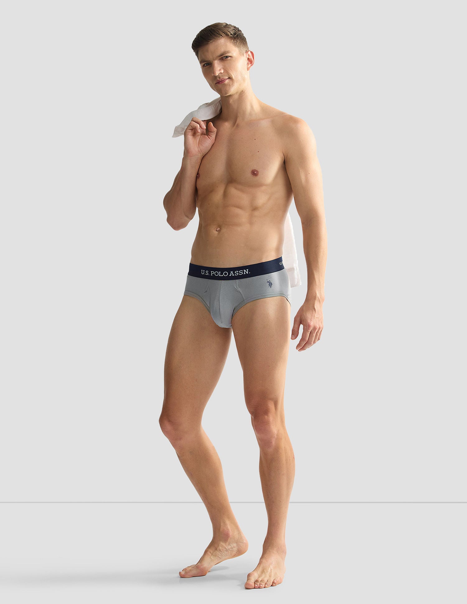 Elasticized Waist OEB11 Briefs - Pack Of 2 Weathervane and Grey Melange - U.S. POLO ASSN. | Large