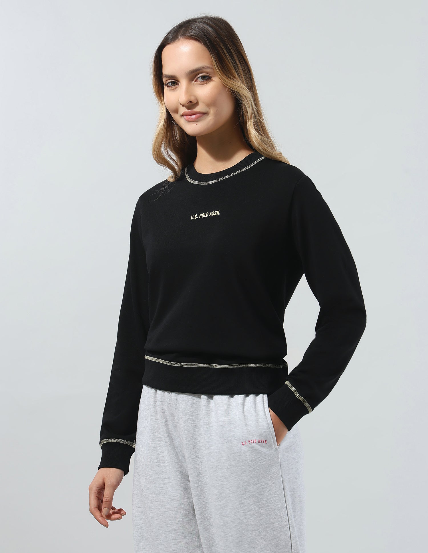 Solid Relaxed Fit Sweatshirt Black - U.S. Polo Assn. India | Large
