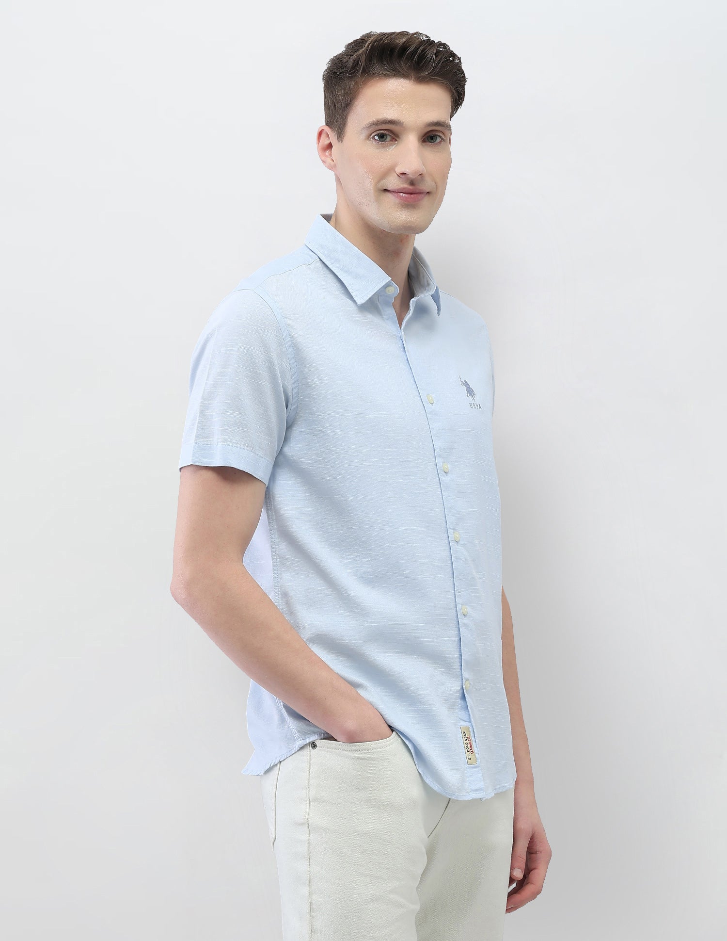 Solid Motel On The Coast Shirt Light Blue - U.S. Polo Assn. India | Large