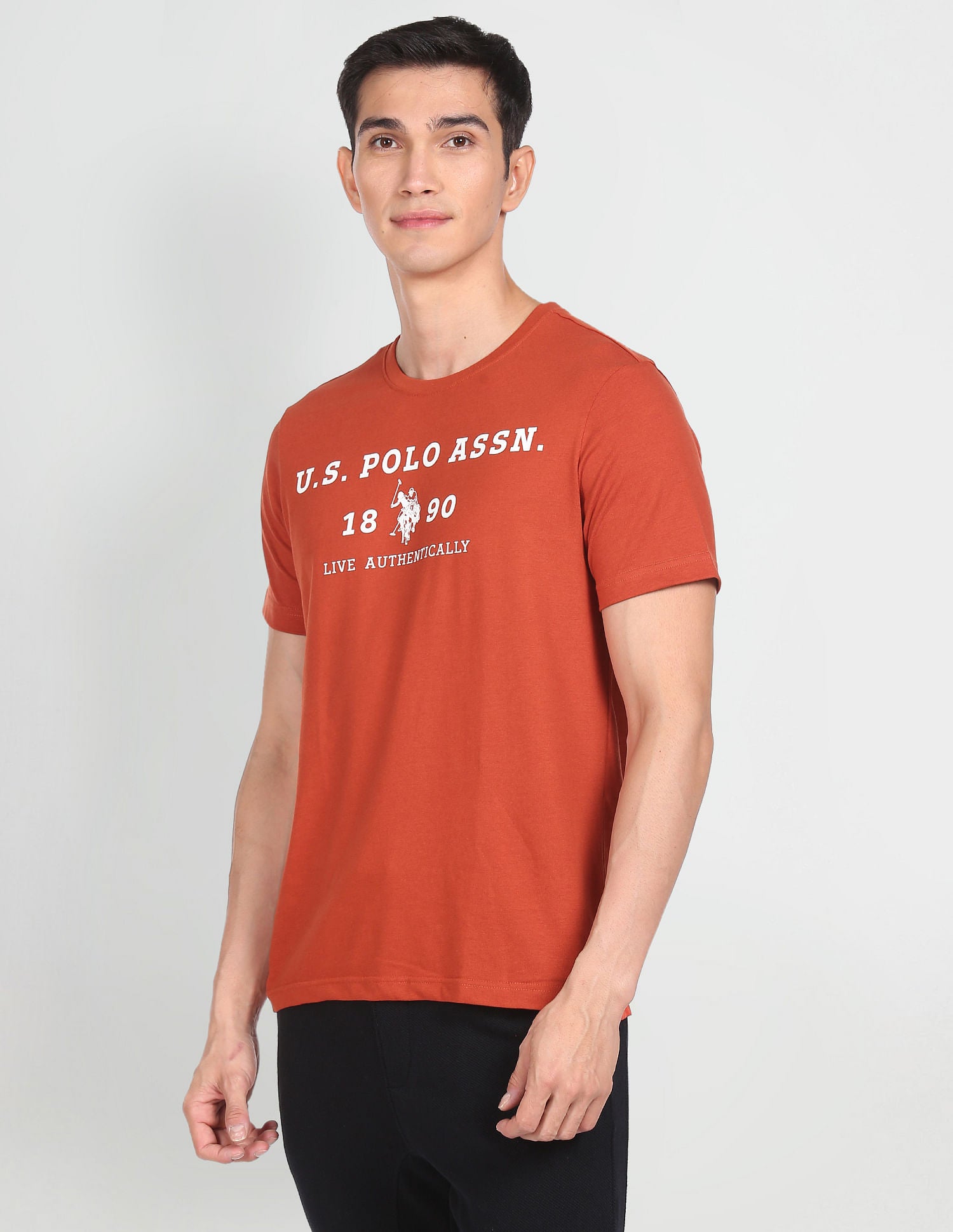 Crew Neck Brand Print I683 Lounge T-Shirt - Pack Of 1 Rust - U.S. POLO ASSN. | Large