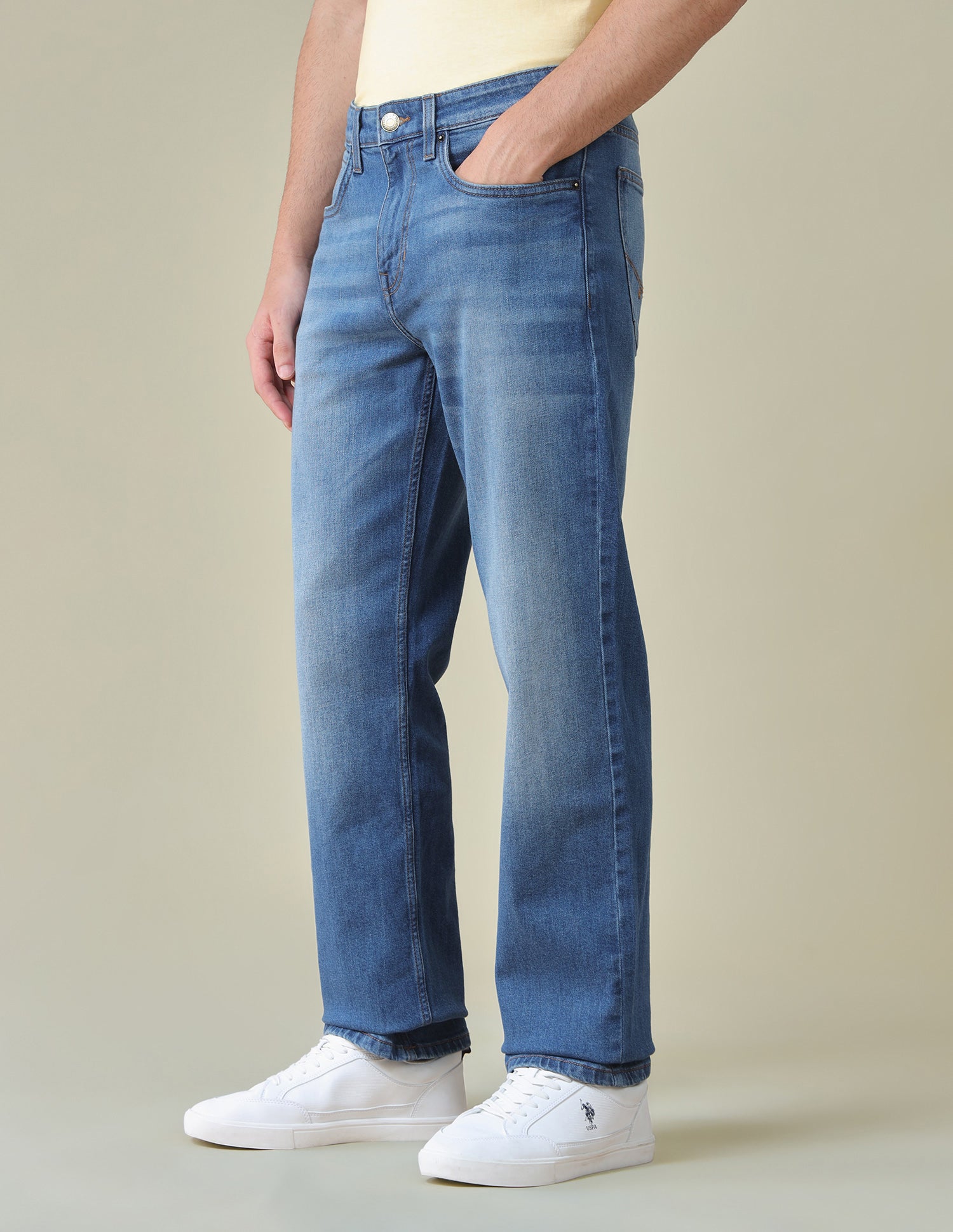 Shawn Relaxed Fit Blue Jeans Mid Blue - U.S. Polo Assn. India | Large