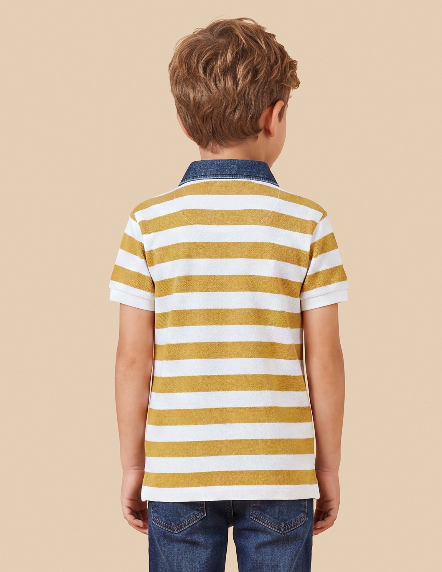 Horizontal Striped Regular Fit Polo Shirt Mustard - U.S. Polo Assn. India | Large