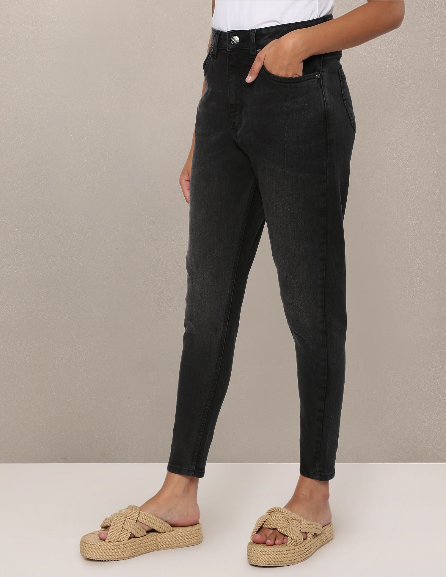 Black Slim Mom Fit Stone Wash Jeans Black - U.S. POLO ASSN. | Large