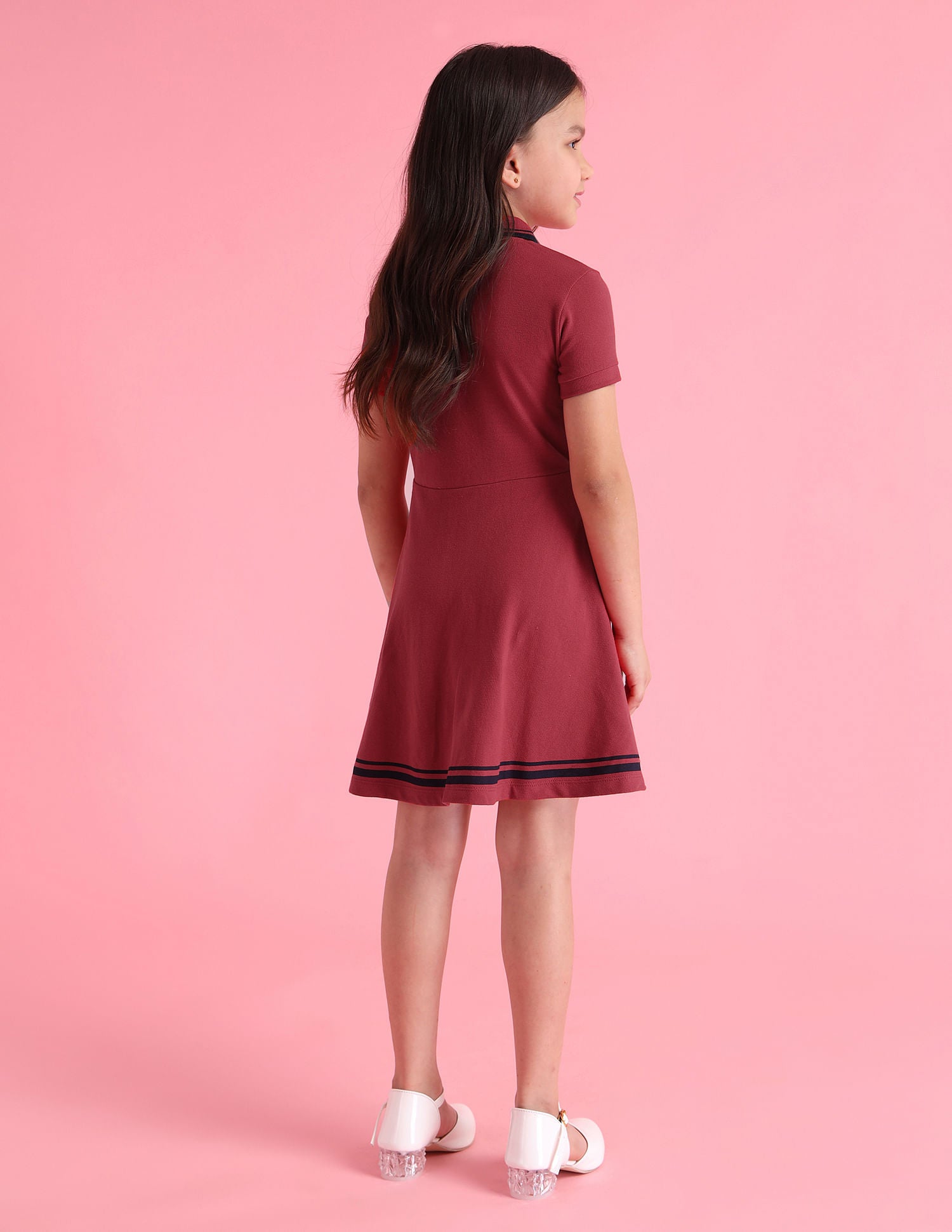 Girls Tipped Collar Polo Dress Rust - U.S. Polo Assn. India | Large