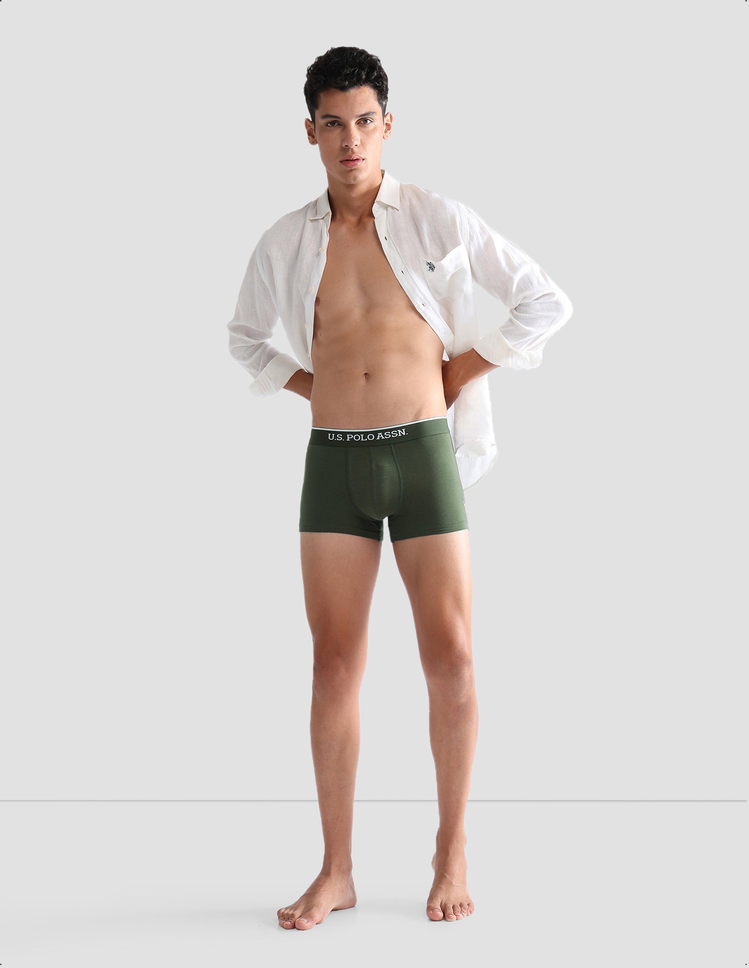 Antibacterial Solid ET004 Trunks - Pack Of 2 OliveandNavy - U.S. POLO ASSN. | Large