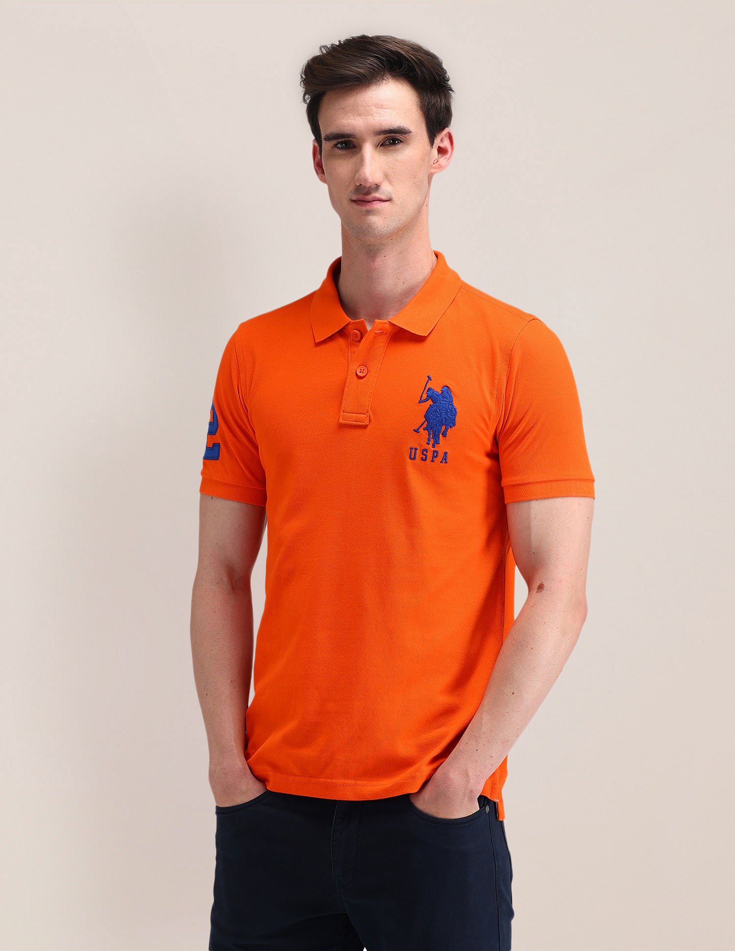 Solid Slim Fit Polo Shirt Orange - U.S. POLO ASSN. | Large