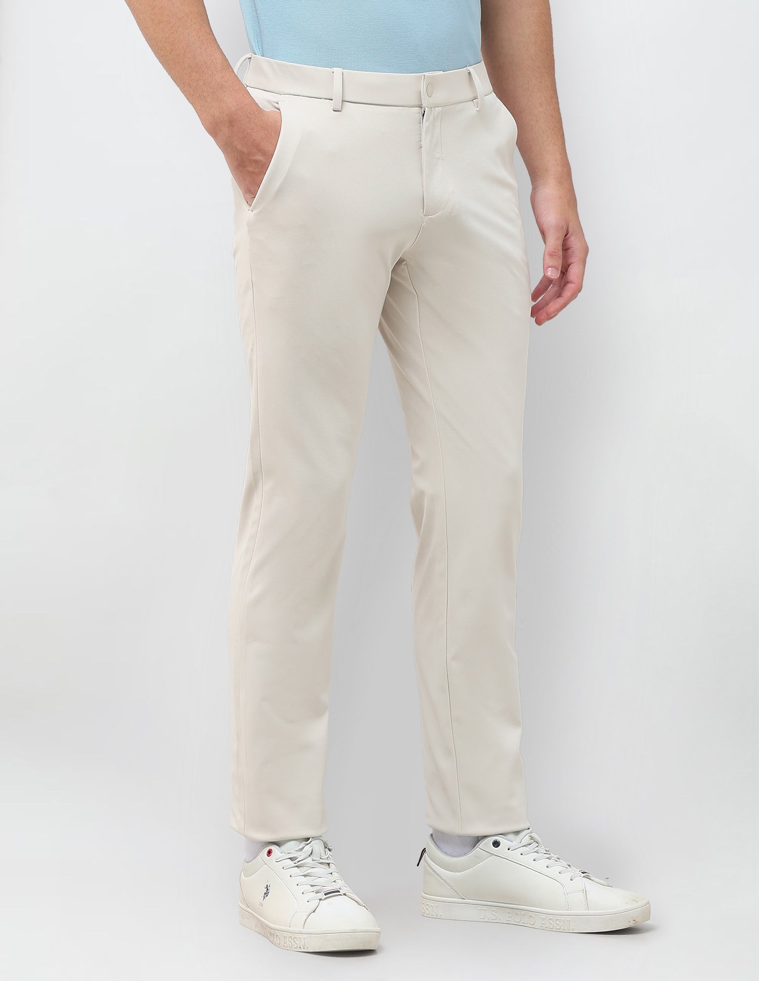 Knitted Denver Slim Fit Trousers Stone - U.S. Polo Assn. India | Large