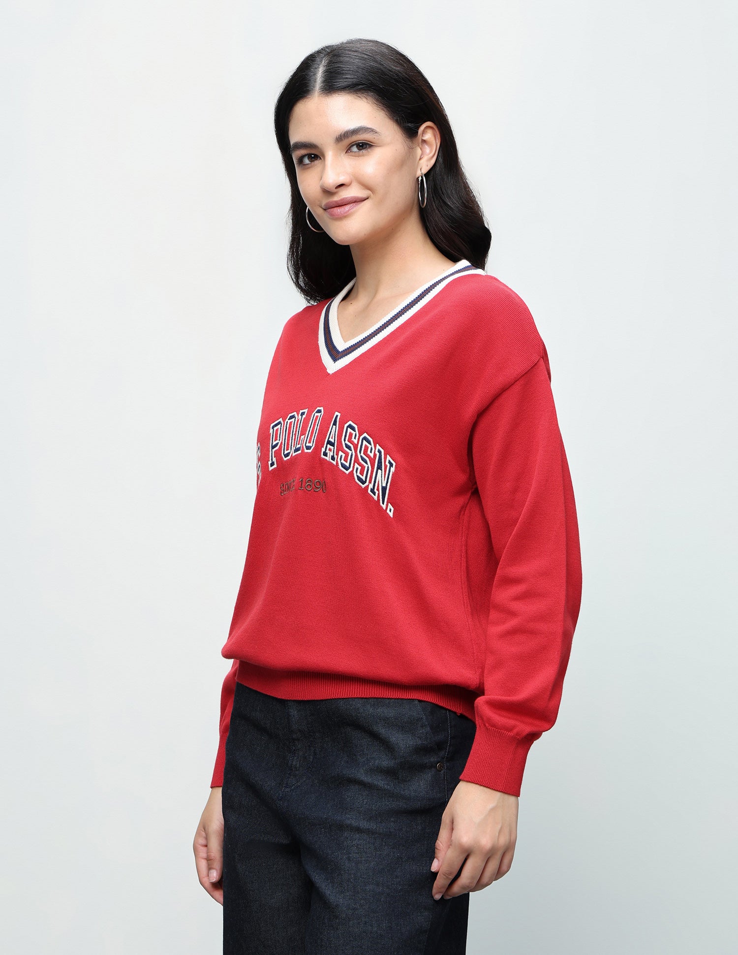Brand Embroidered Regular Fit Sweater Red - U.S. Polo Assn. India | Large