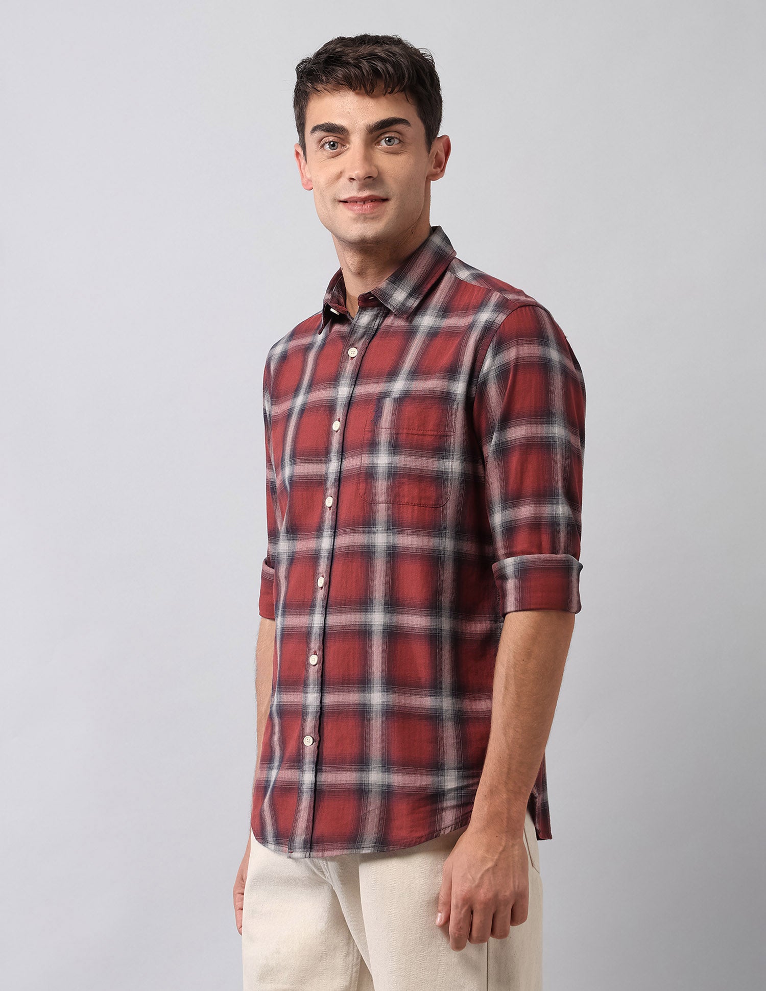 Pure Cotton Plaid Checked Shirt Red - U.S. Polo Assn. India | Large