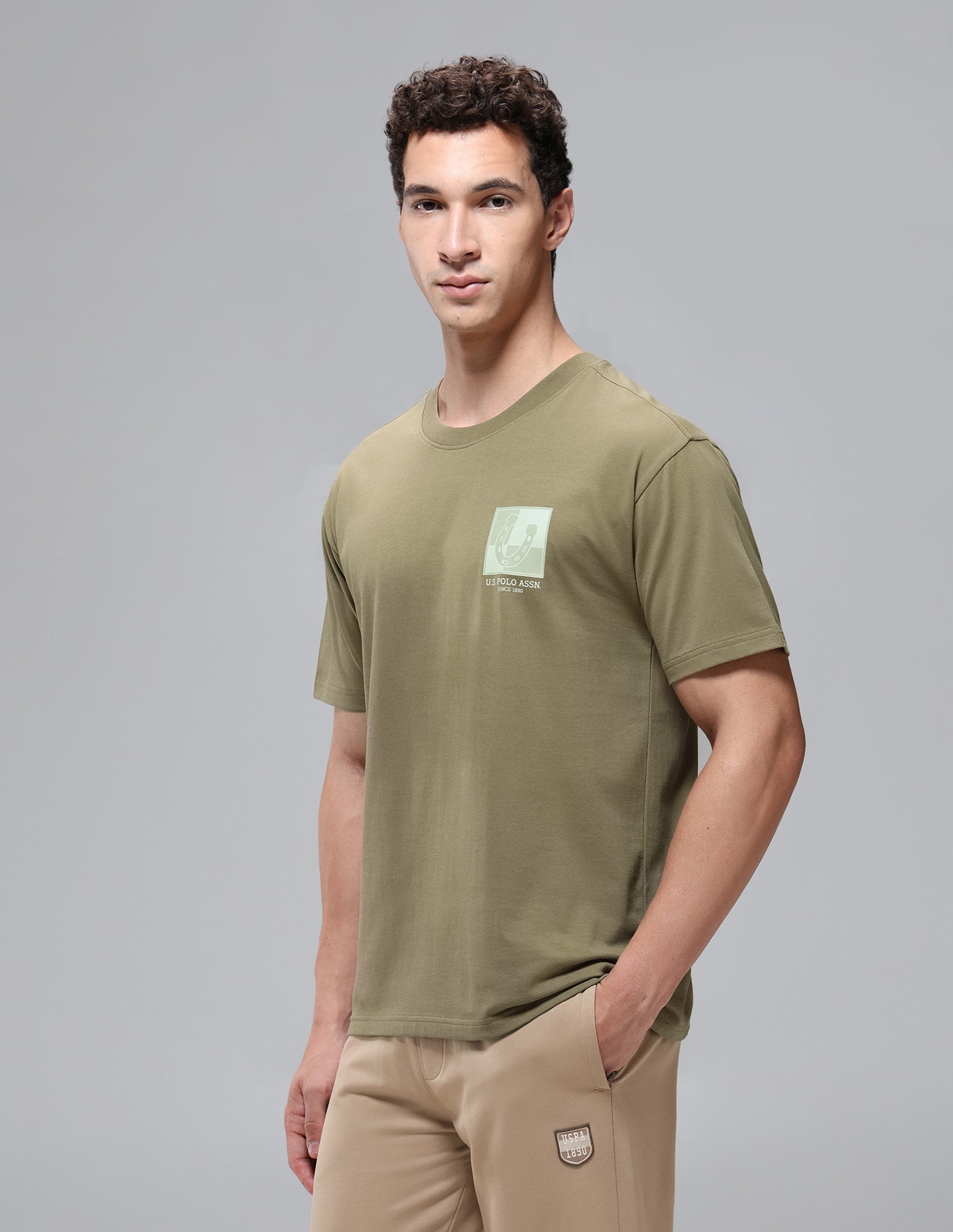 Breathable Regular Comfort Fit OEE15 Lounge T-Shirt Martin Olive - U.S. Polo Assn. India | Large