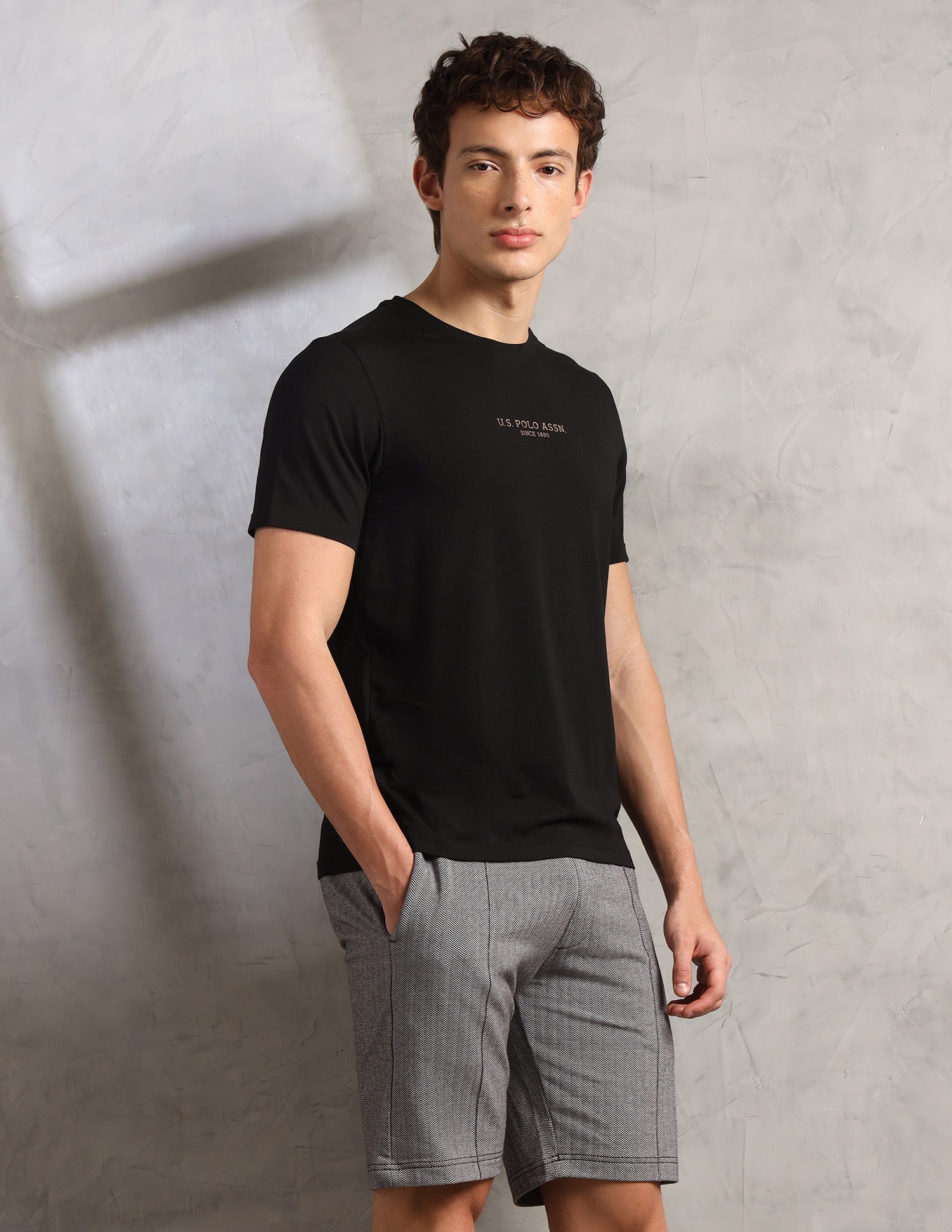 Comfort Relaxed Fit Breathable PE005-PL Lounge T-Shirt - Pack Of 1 Black - U.S. Polo Assn. India | Large