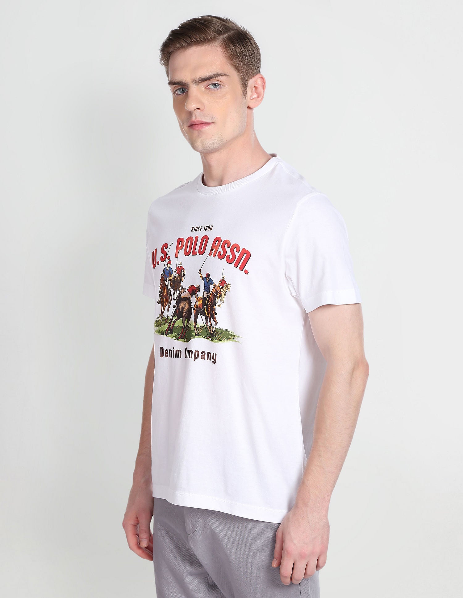 Bold Print Crew Neck T-Shirt White - U.S. POLO ASSN. | Large