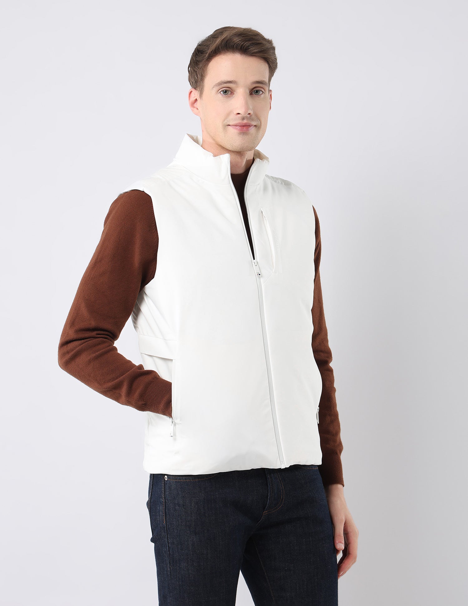 Solid Regular Fit Jacket White - U.S. Polo Assn. India | Large