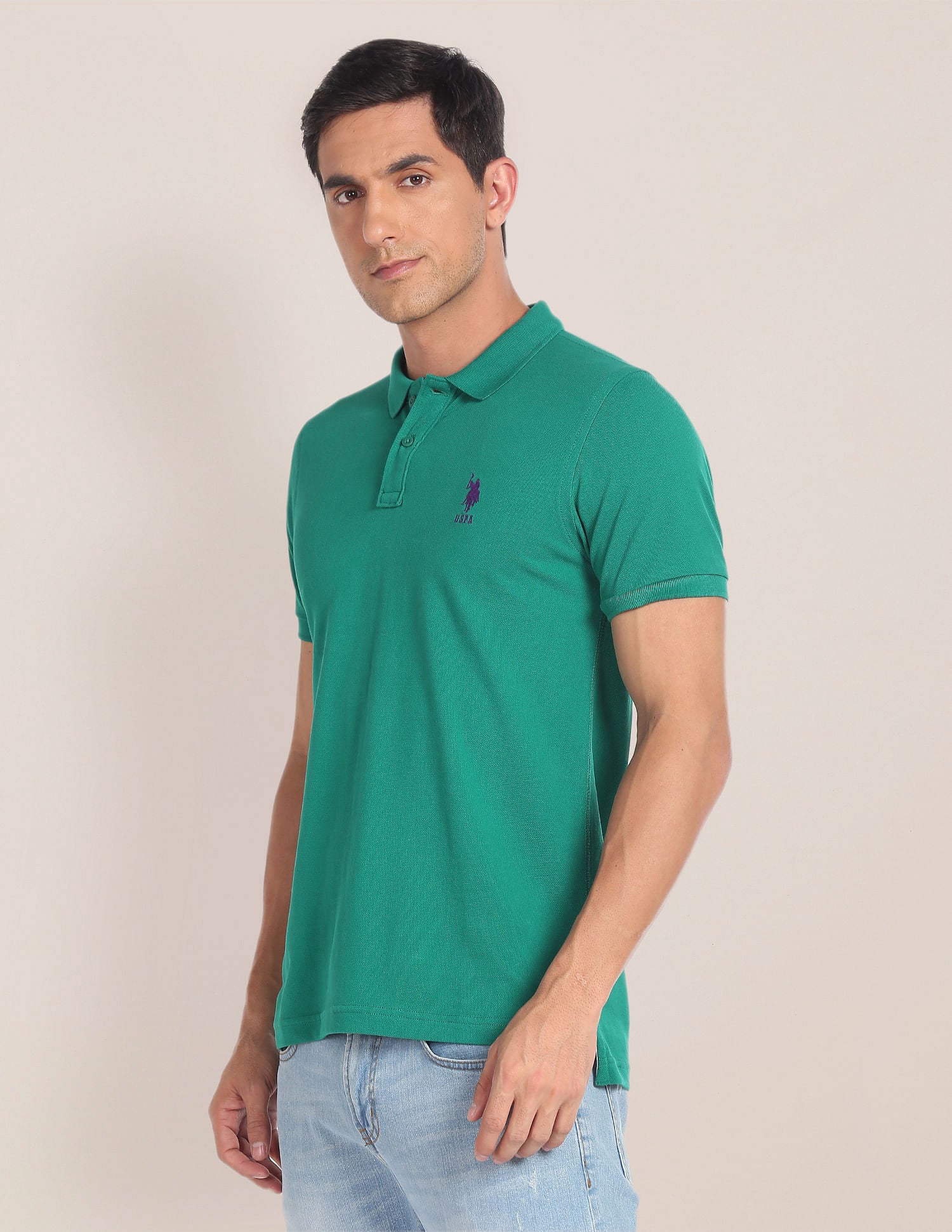Solid Pique Polo Shirt Dark Green - U.S. POLO ASSN. | Large