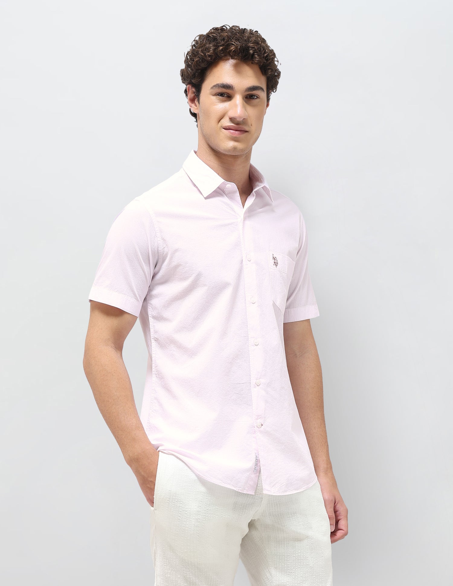 Pinstriped Seersucker Shirt Pink - U.S. Polo Assn. India | Large