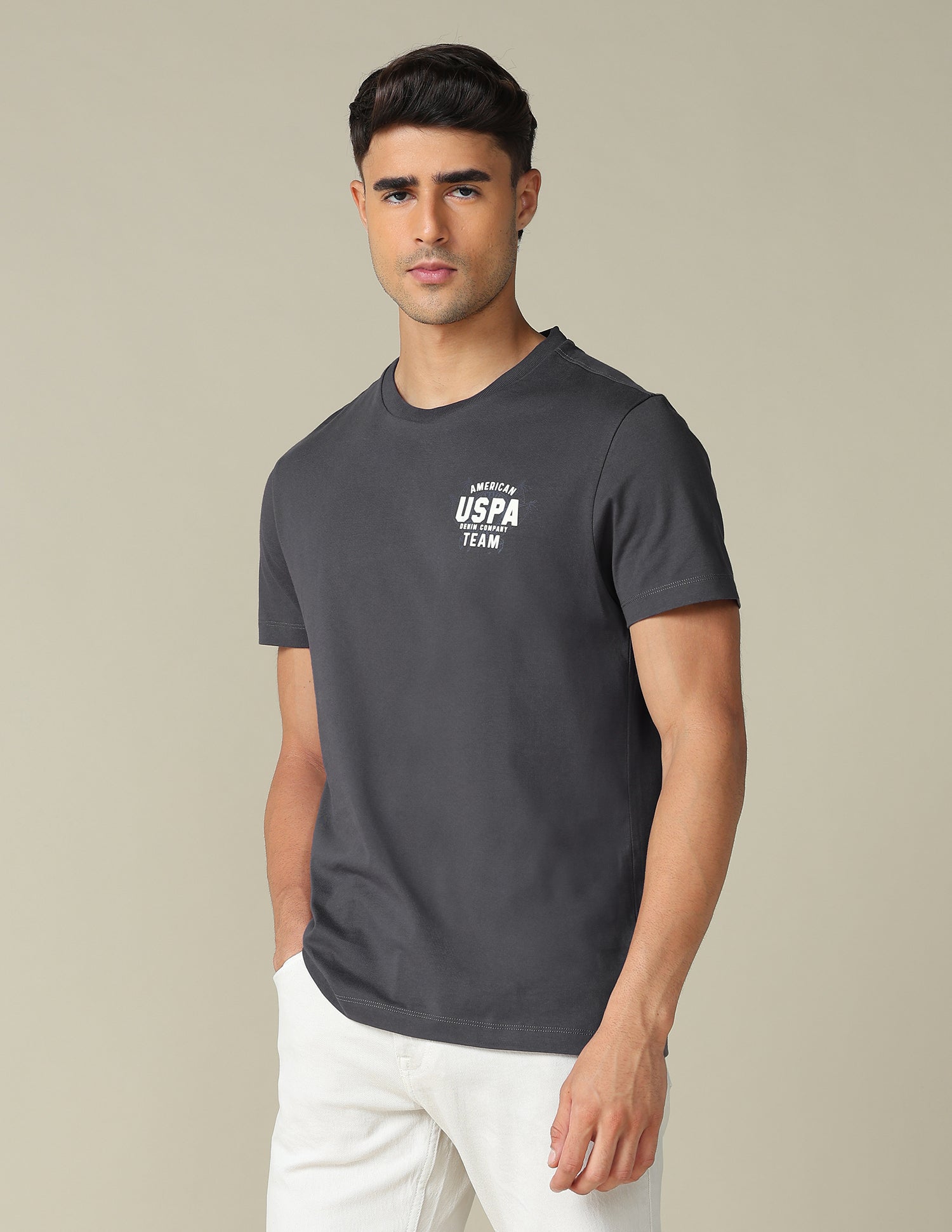 Muscle Fit Brand Printed T- Shirt Grey - U.S. POLO ASSN. | Large