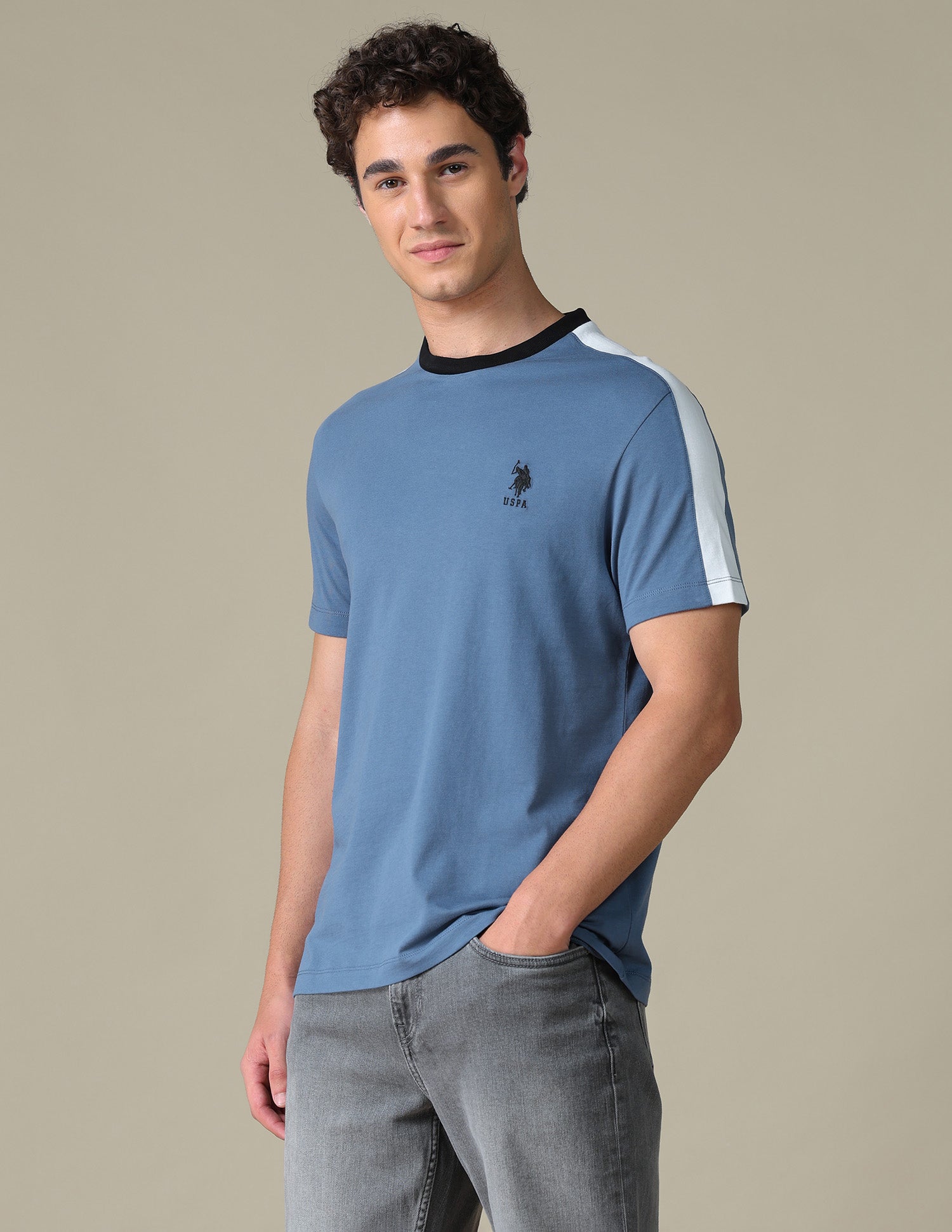 Solid Slim Fit T-Shirt Blue - U.S. Polo Assn. India | Large