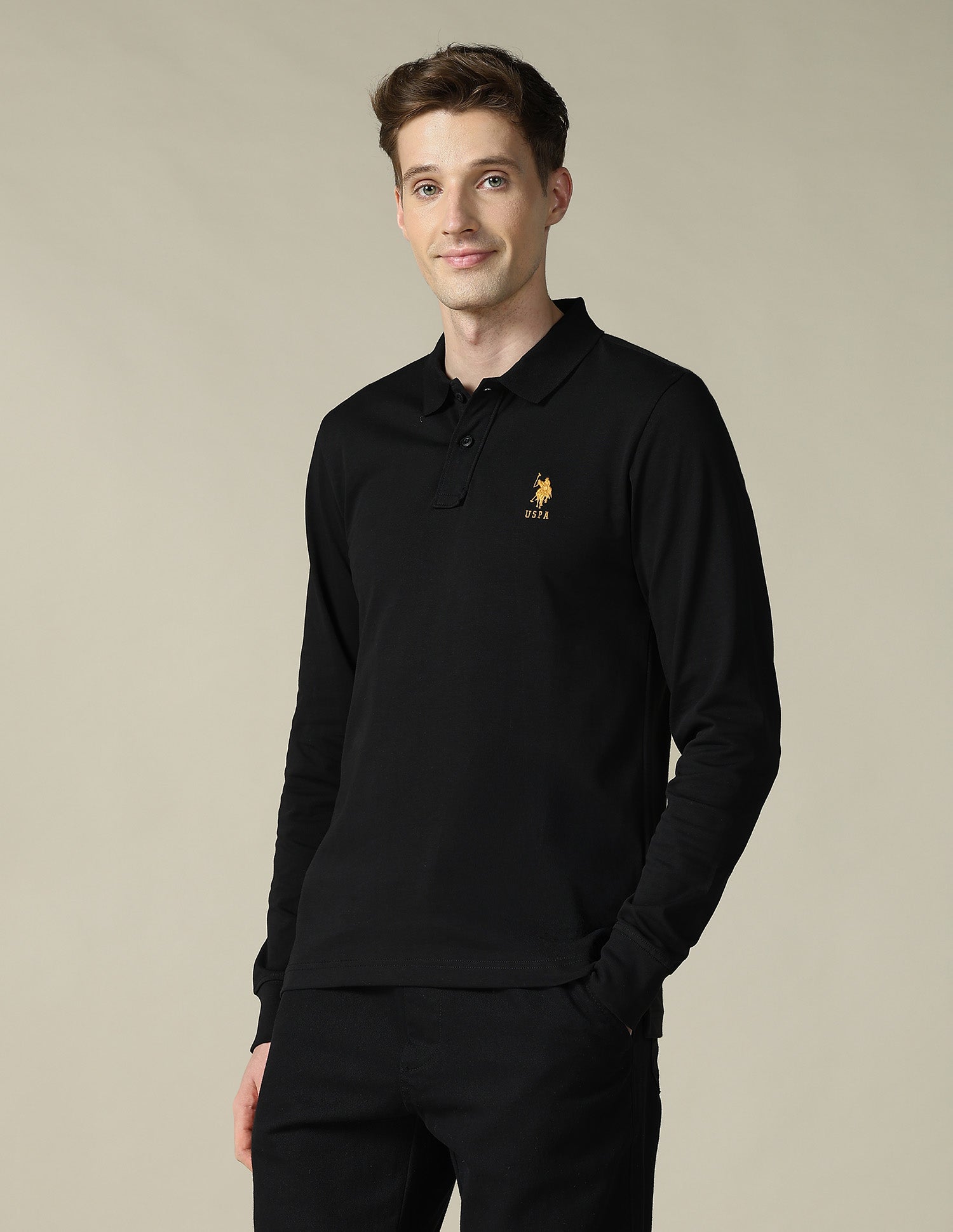 Solid Regular Fit Polo Shirt Black - U.S. Polo Assn. India | Large