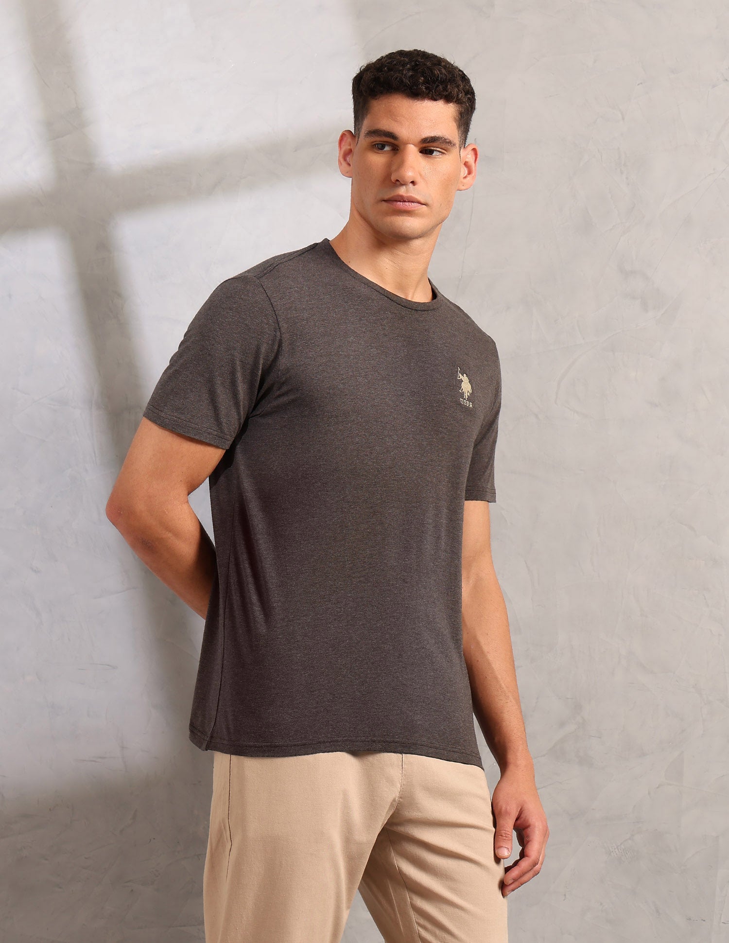 Antibacterial Comfort Fit Pe003 Lounge T-Shirt - Pack Of 1 Dark Brown Melange - U.S. POLO ASSN. | Large