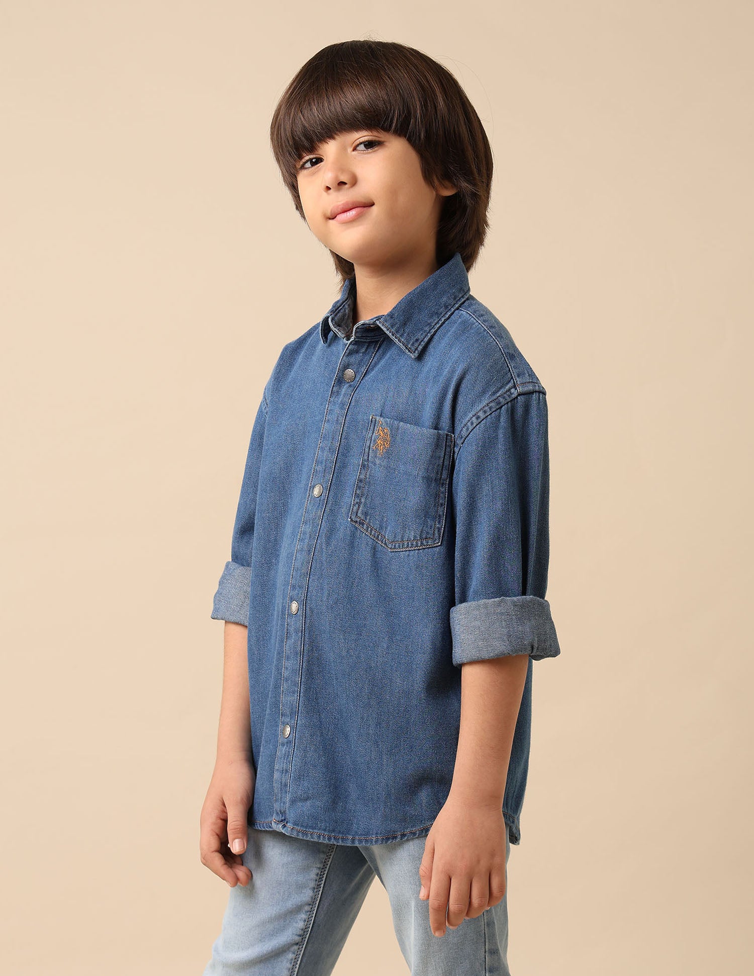 Boys Solid Twill Shirt Indigo - U.S. POLO ASSN. | Large