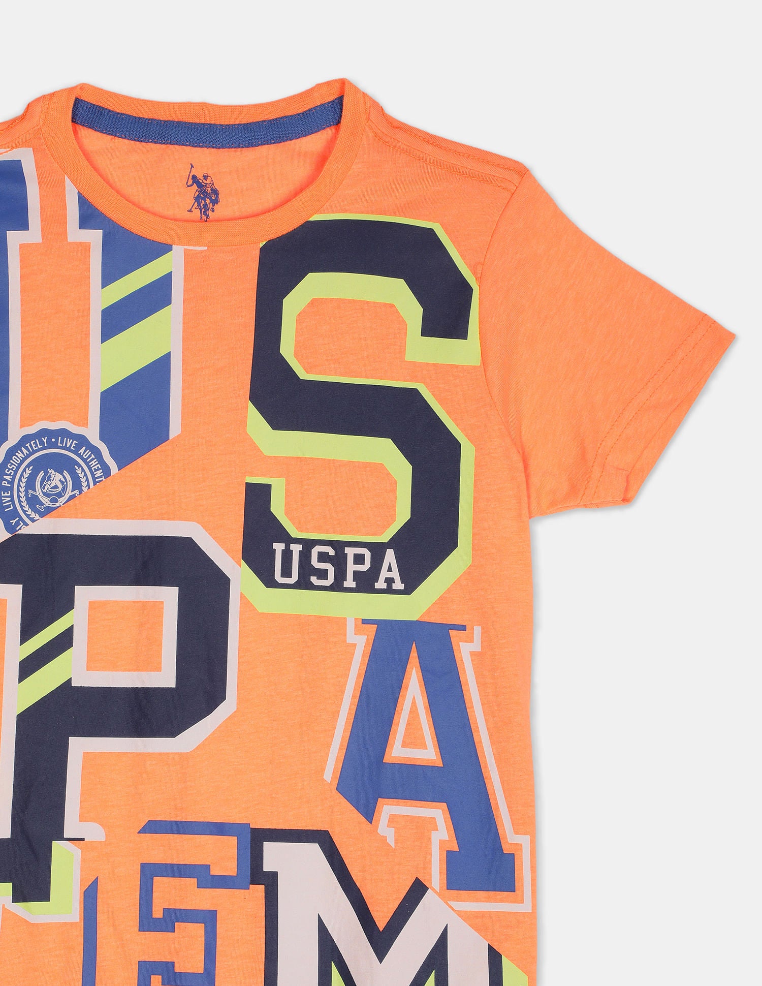 Boys Orange Short Sleeve Brand Print T-Shirt Orange - U.S. POLO ASSN. | Large