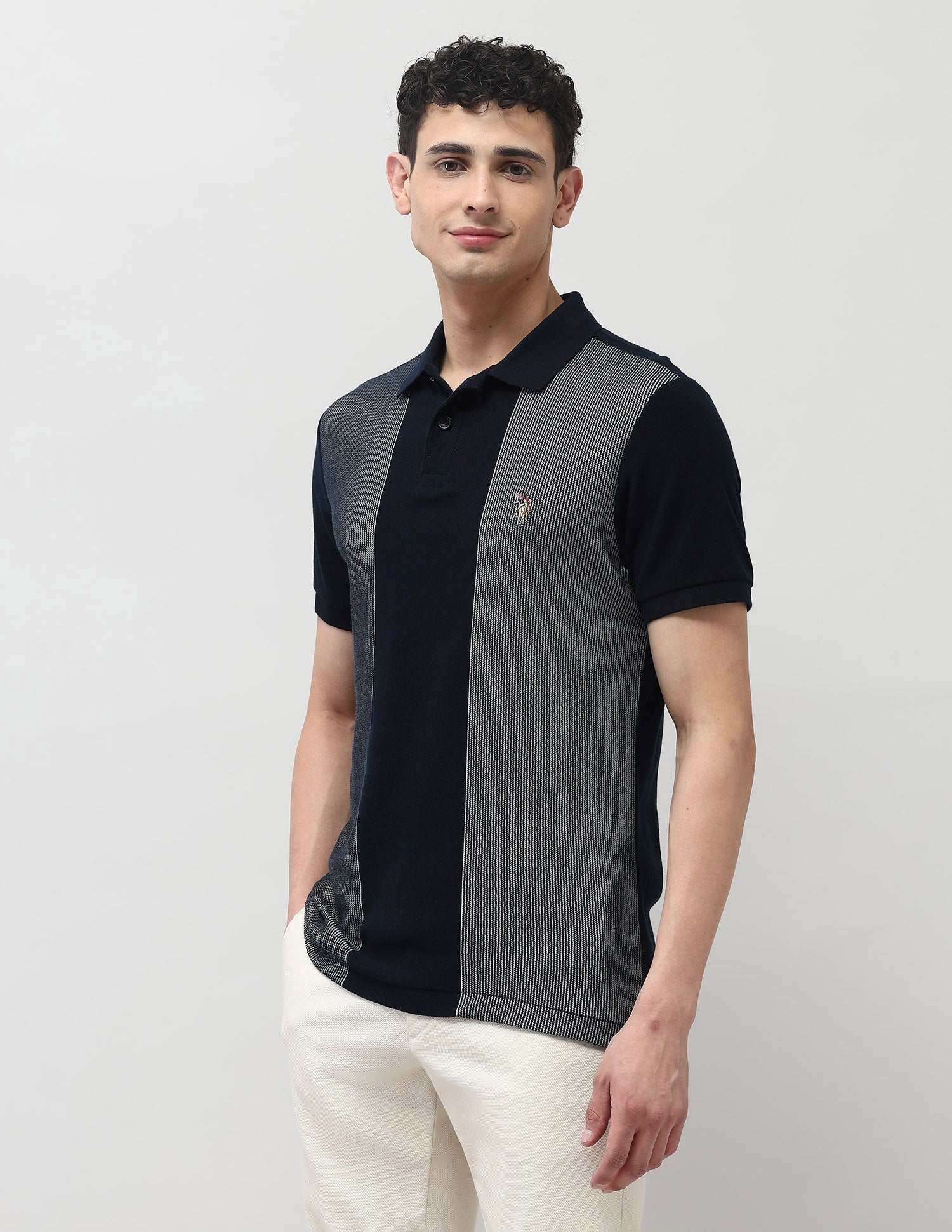 Pure Cotton Muscle Fit Polo Shirt Navy - U.S. POLO ASSN. | Large