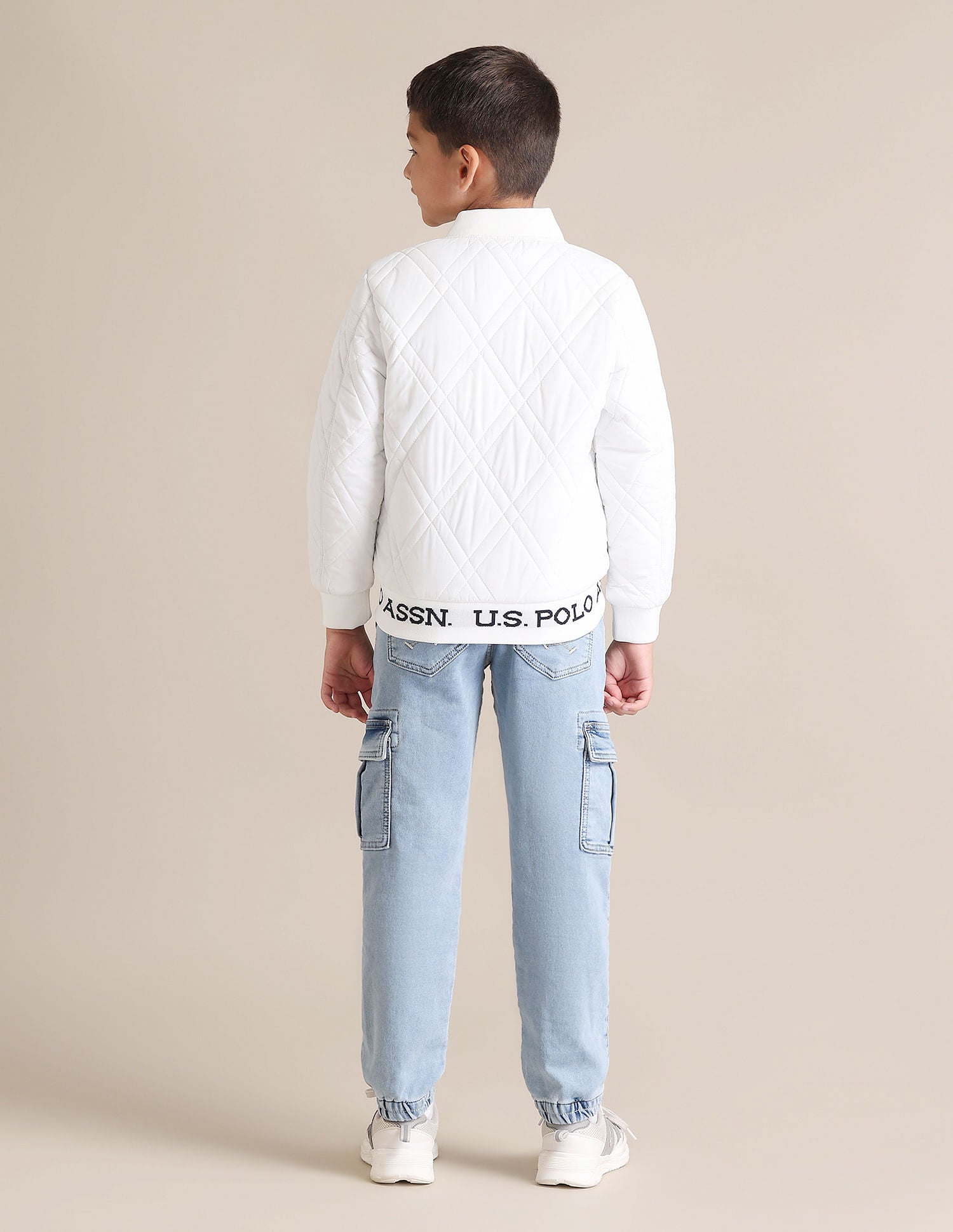 Boys Solid Mock Collar Jacket White - U.S. POLO ASSN. | Large