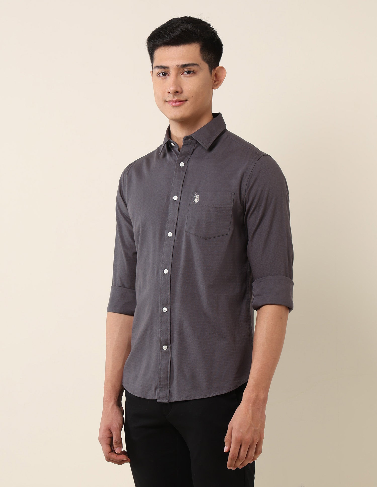 Dobby Tailored Fit Shirt Light Purple - U.S. Polo Assn. India | Large