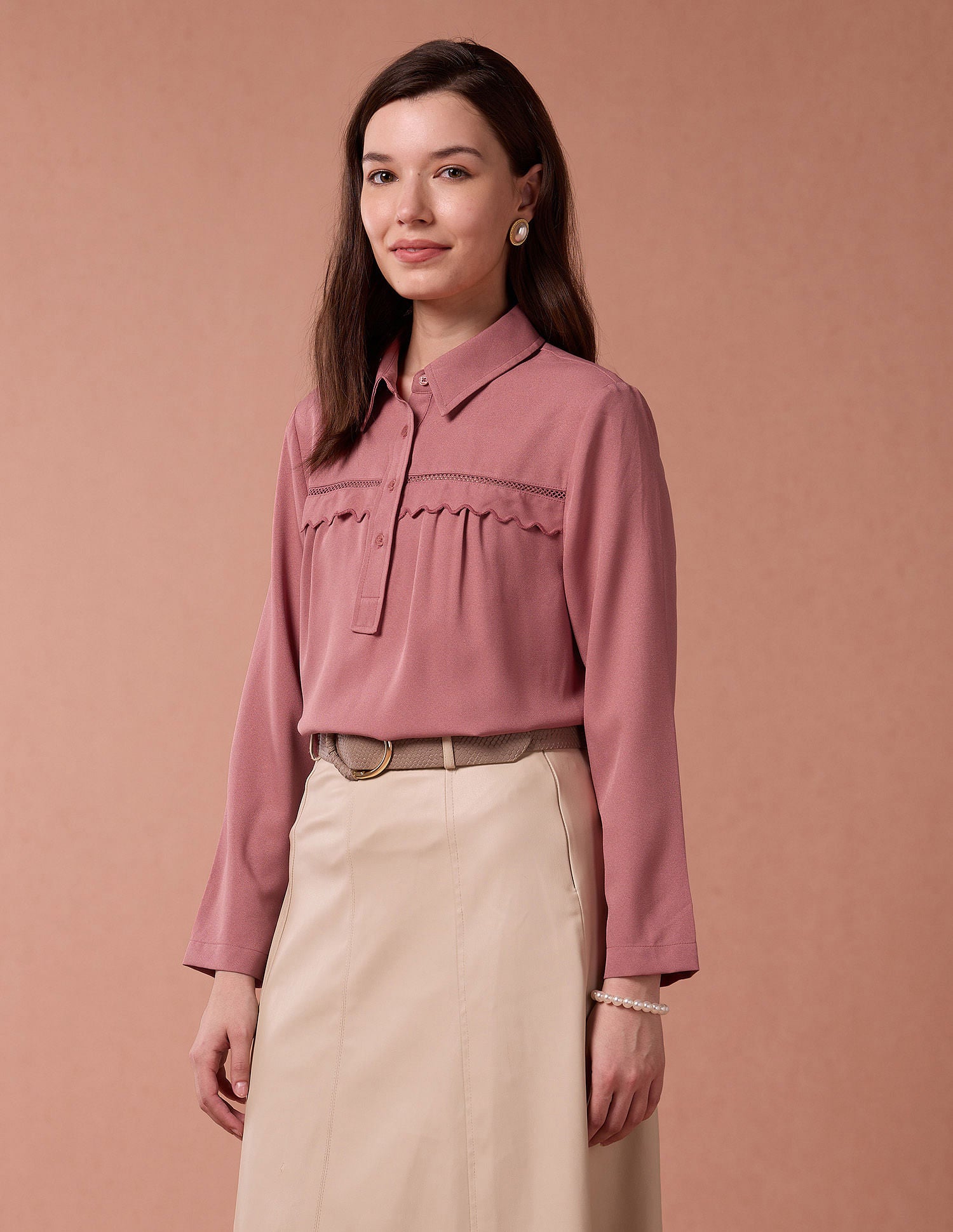 Scallop Lace Solid Top Pink - U.S. POLO ASSN. | Large