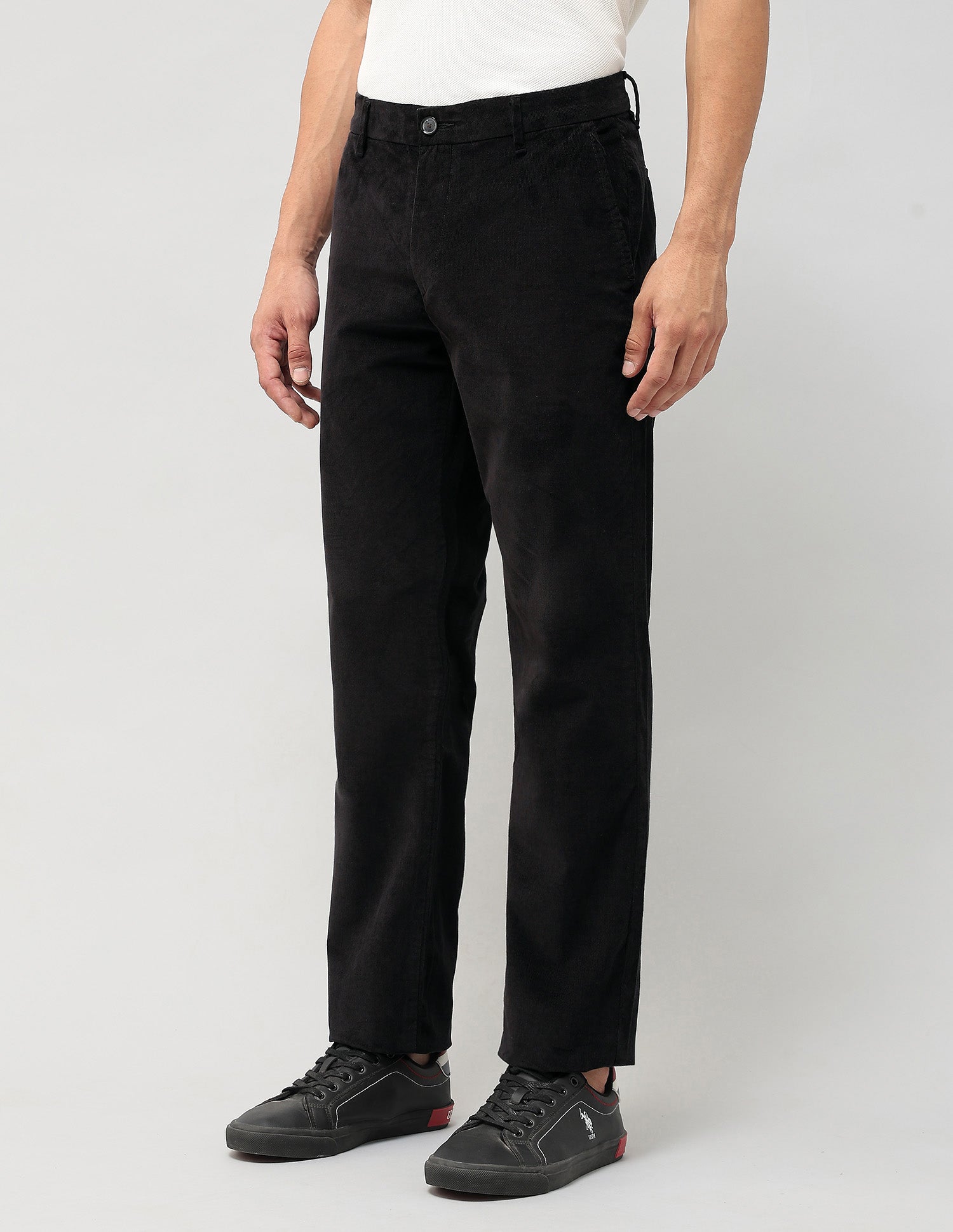 Mid Rise Slim Fit Trousers Black - U.S. Polo Assn. India | Large