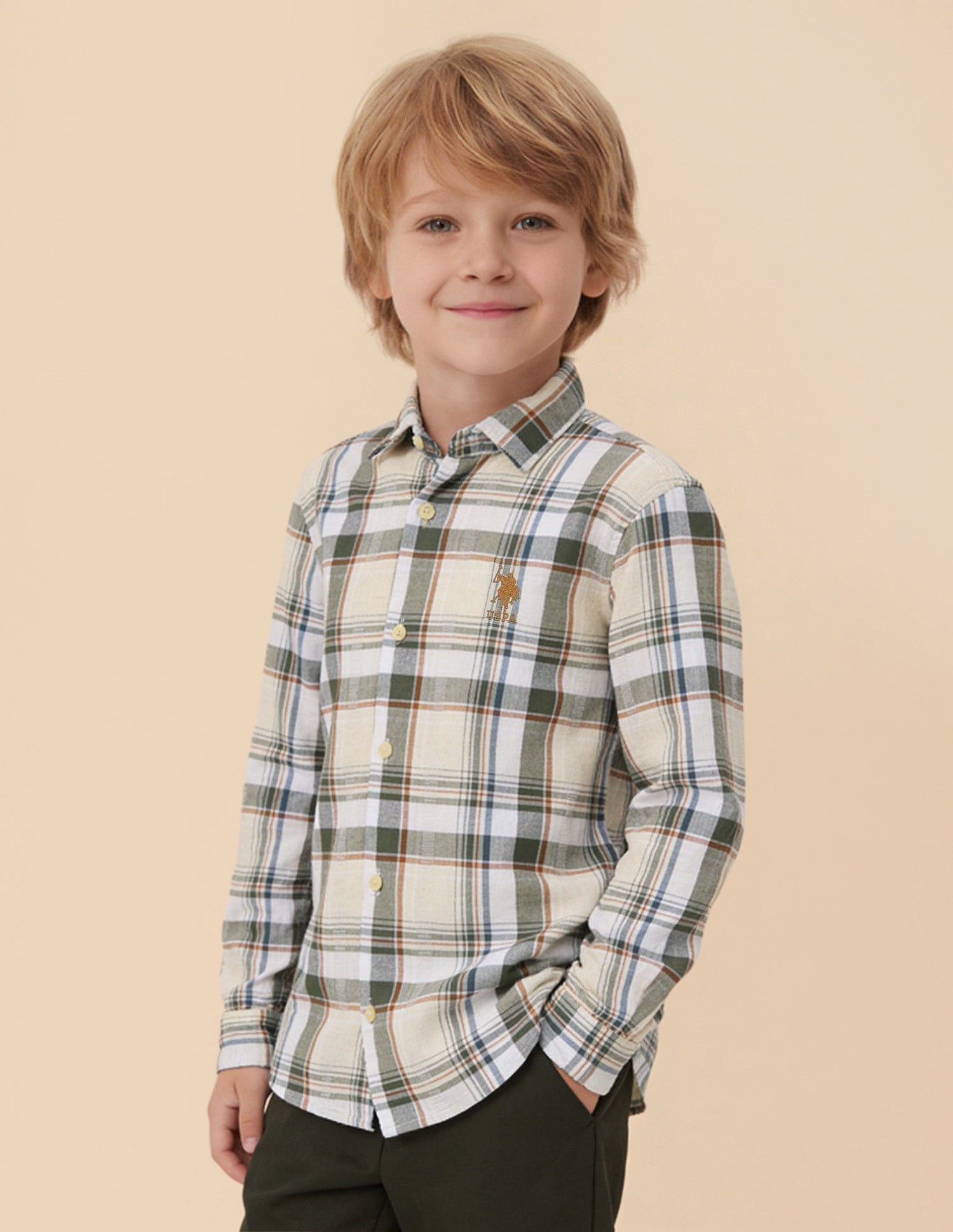 Tartan Checked Dobby Shirt Olive - U.S. Polo Assn. India | Large