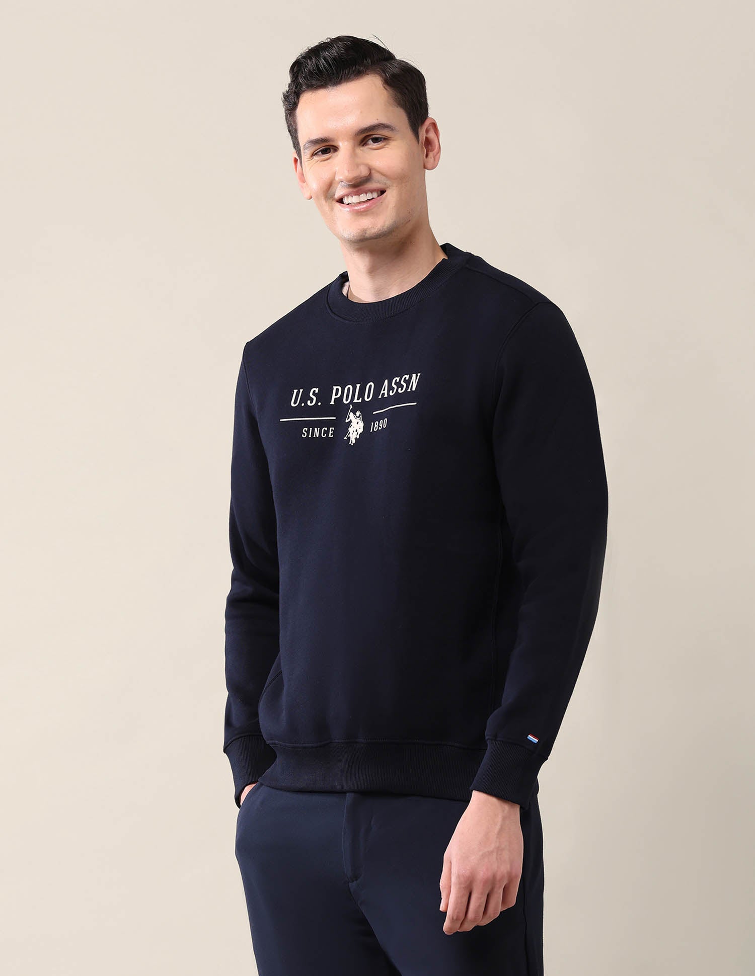 Brand Printed Regular Fit Sweatshirt Navy - U.S. POLO ASSN. | Large