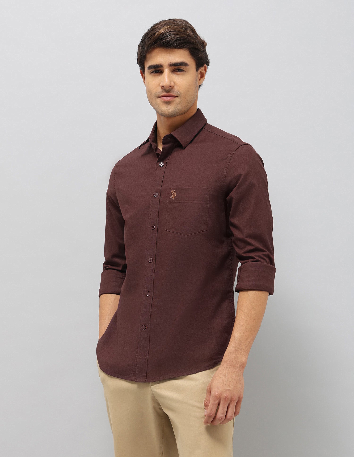 Tailored Fit Oxford Shirt Choco - U.S. Polo Assn. India | Large