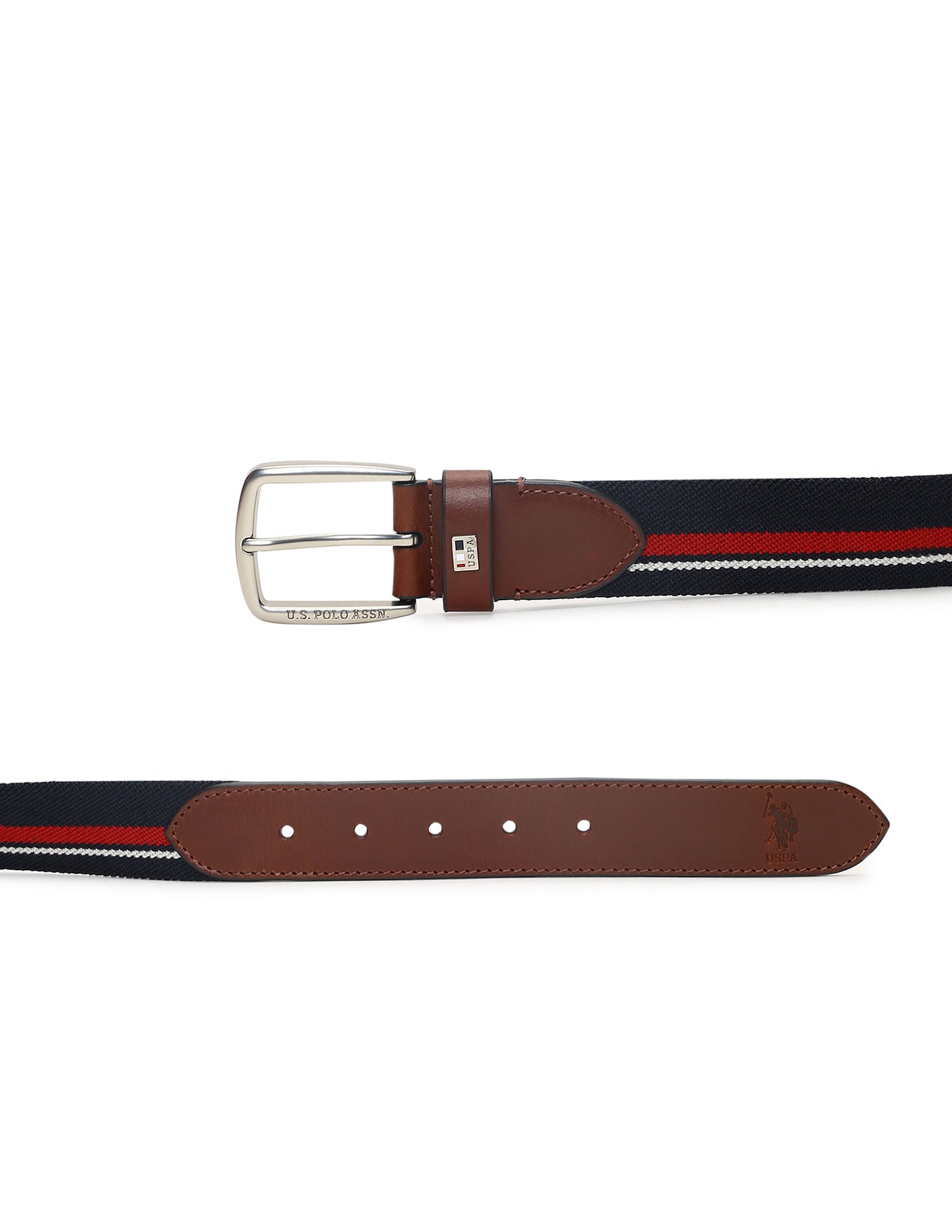 Striped Knit Belt Brown and Navy - U.S. POLO ASSN. | Large