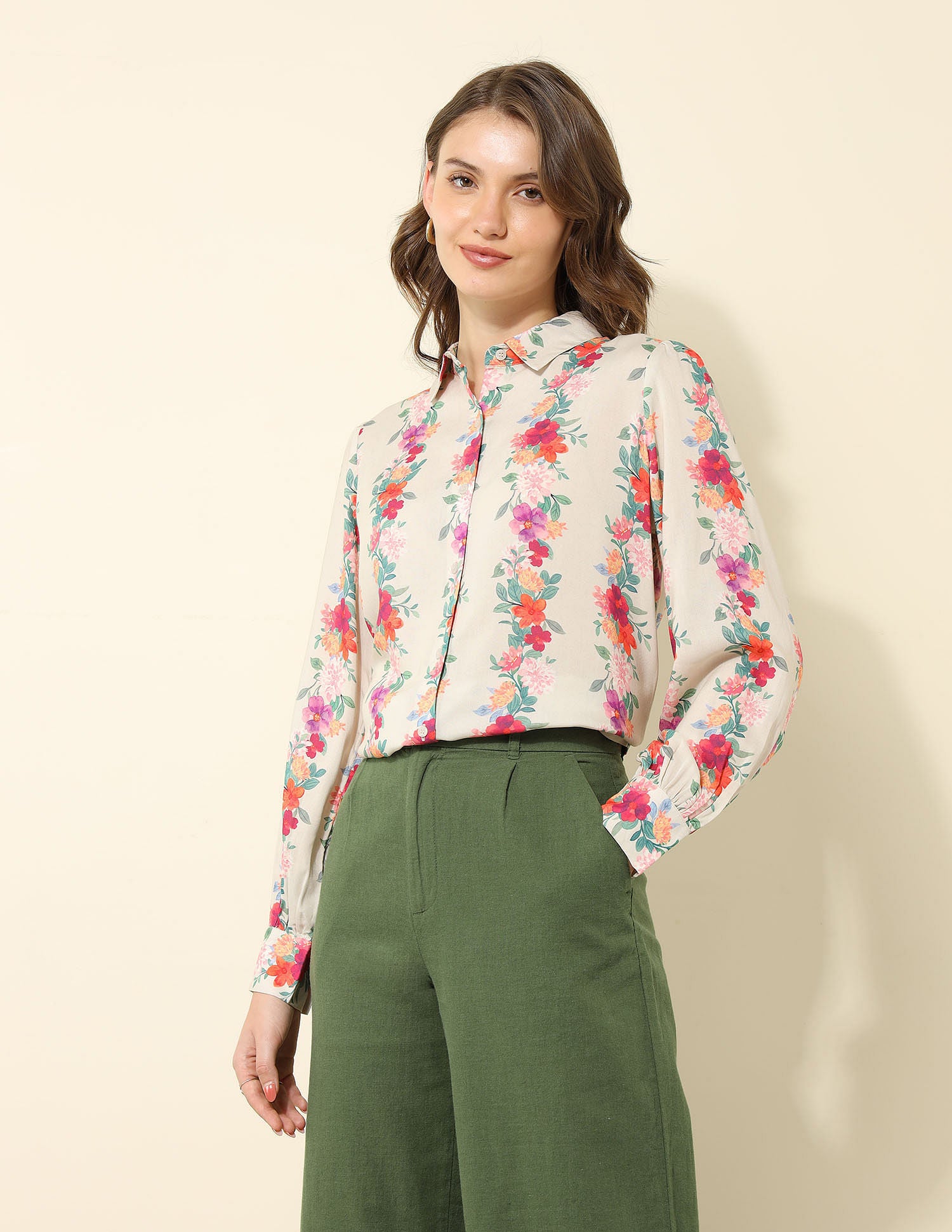 Floral Printed Regular Fit Shirt Grey - U.S. Polo Assn. India | Large
