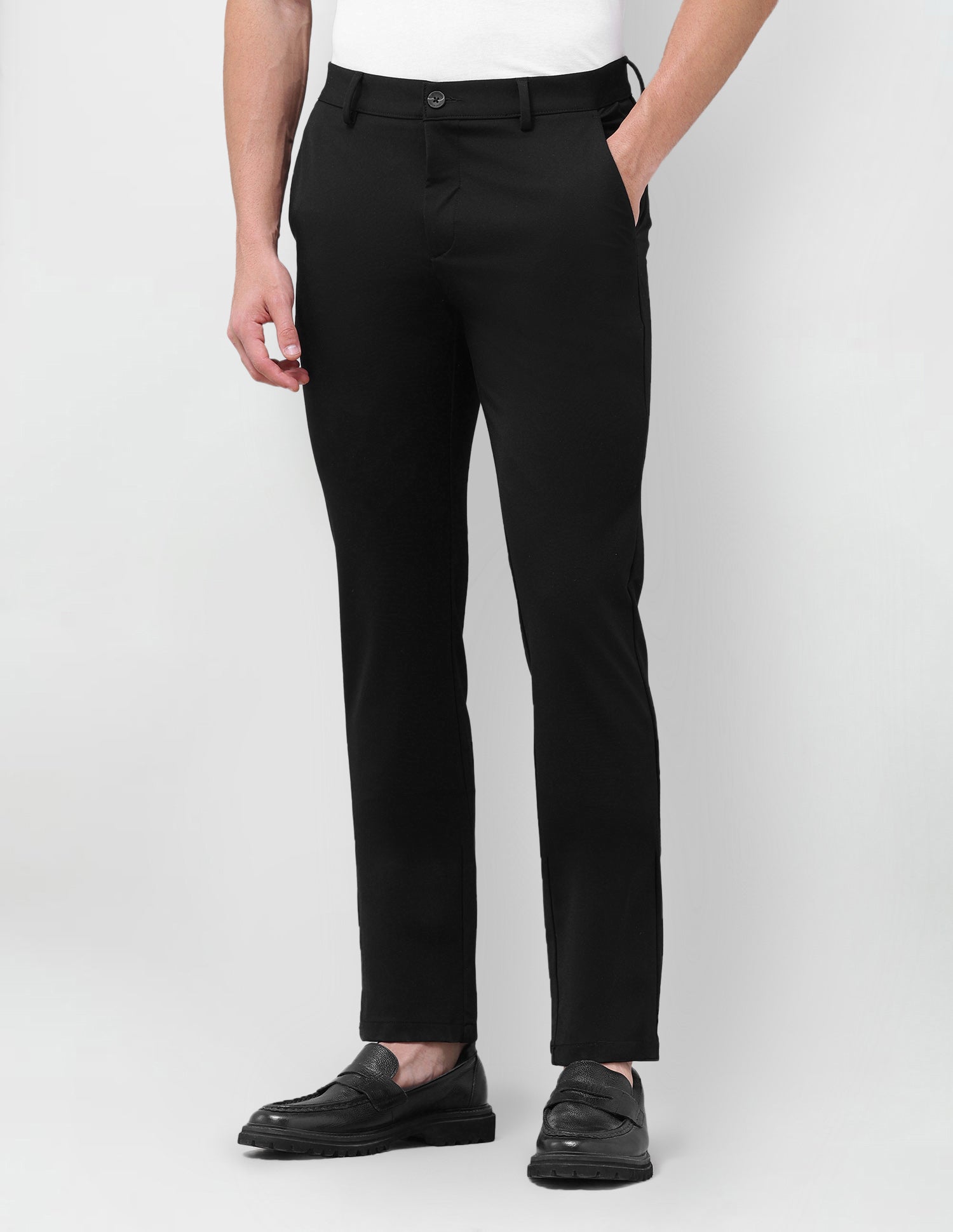 Denver Slim Fit Mid Rise Trousers Black - U.S. Polo Assn. India | Large