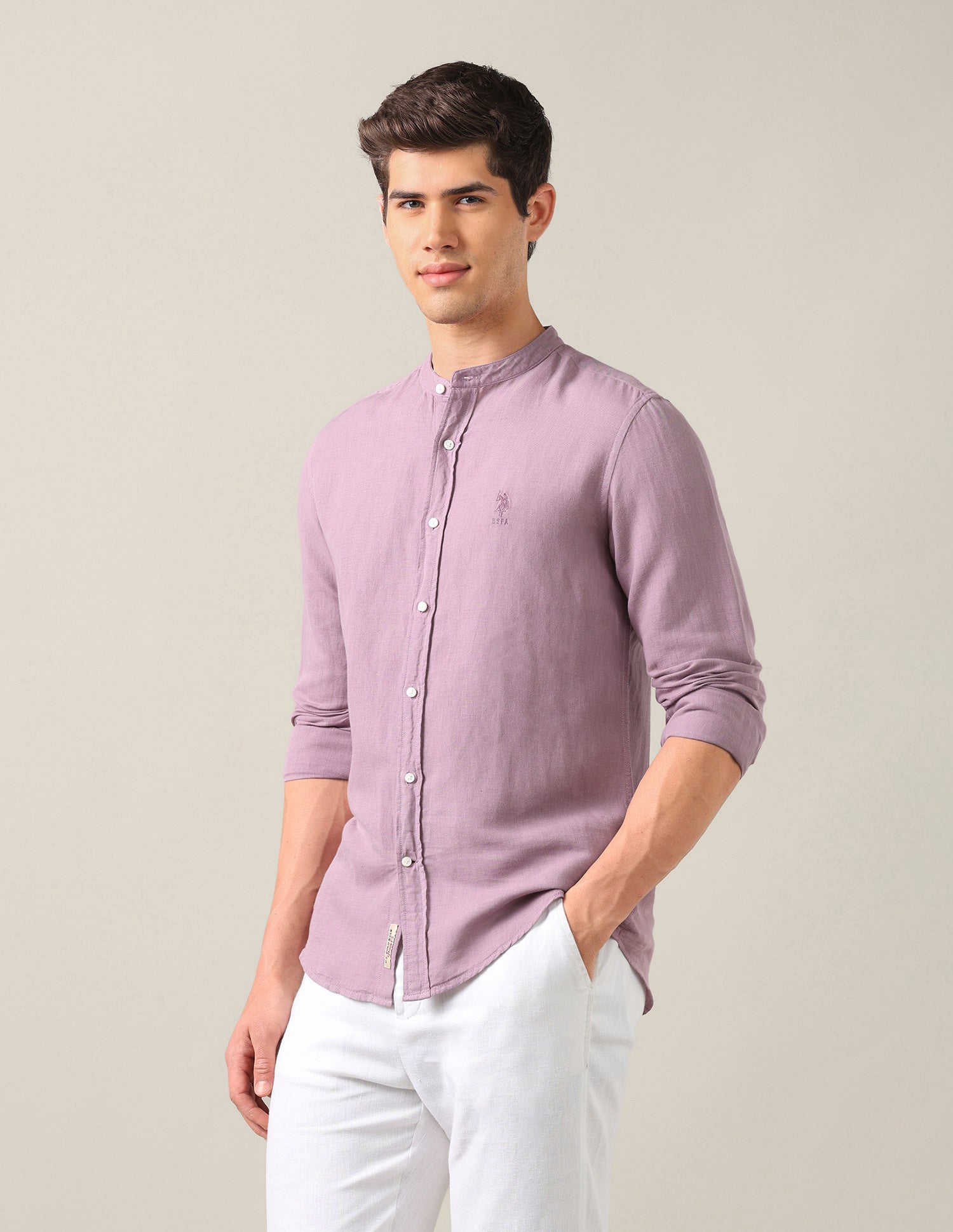 Solid Regular Fit Shirt Mauve - U.S. Polo Assn. India | Large
