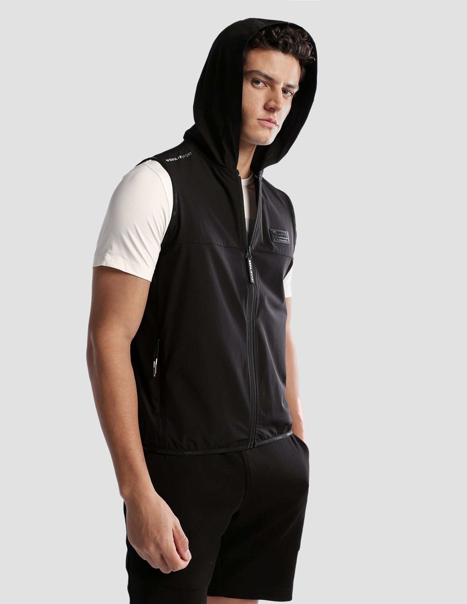 Solid Regular Fit Active Jacket Black - U.S. Polo Assn. India | Large