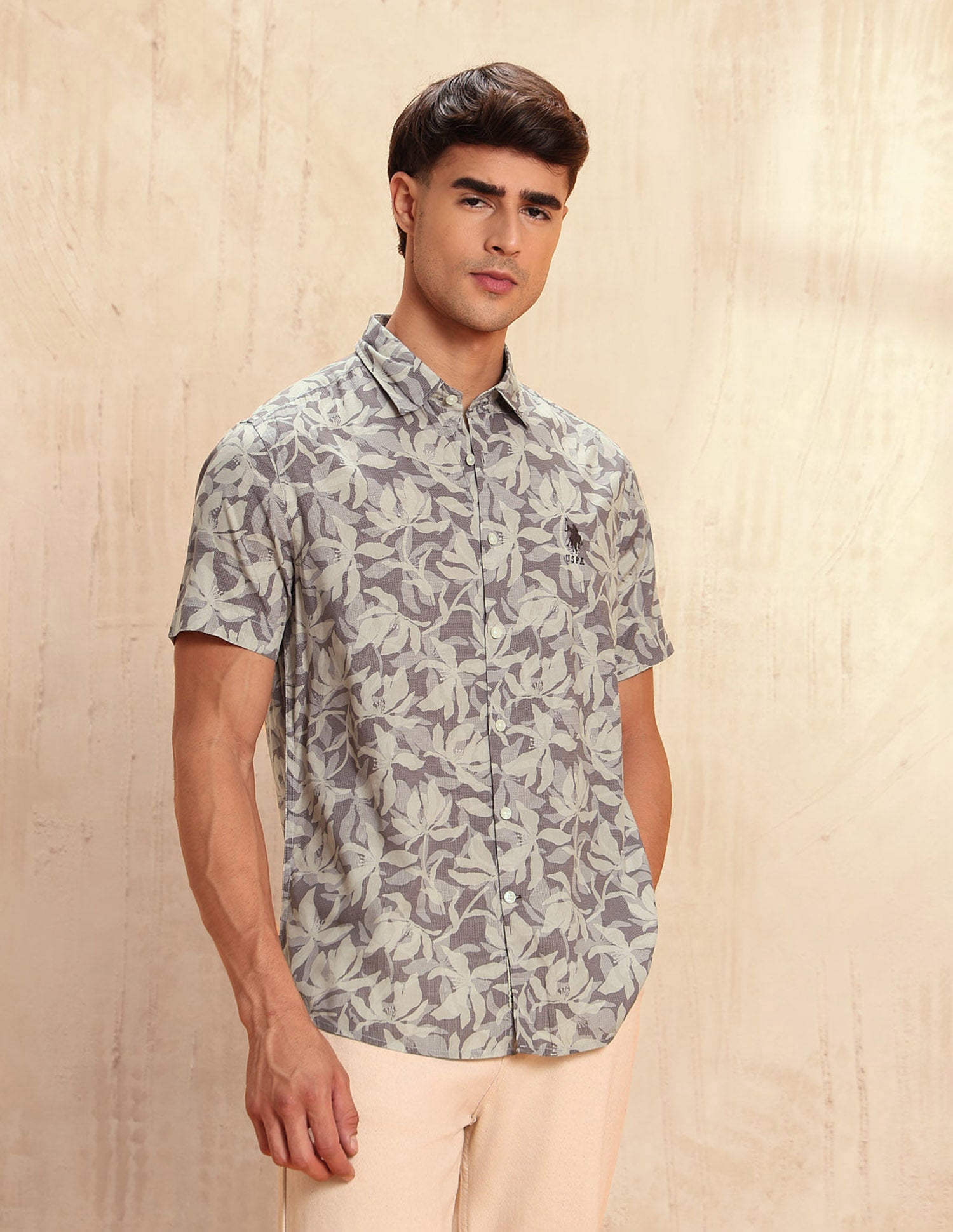 Tropical Printed Legend Of Horseshoe Shirt Wine - U.S. POLO ASSN. | Large