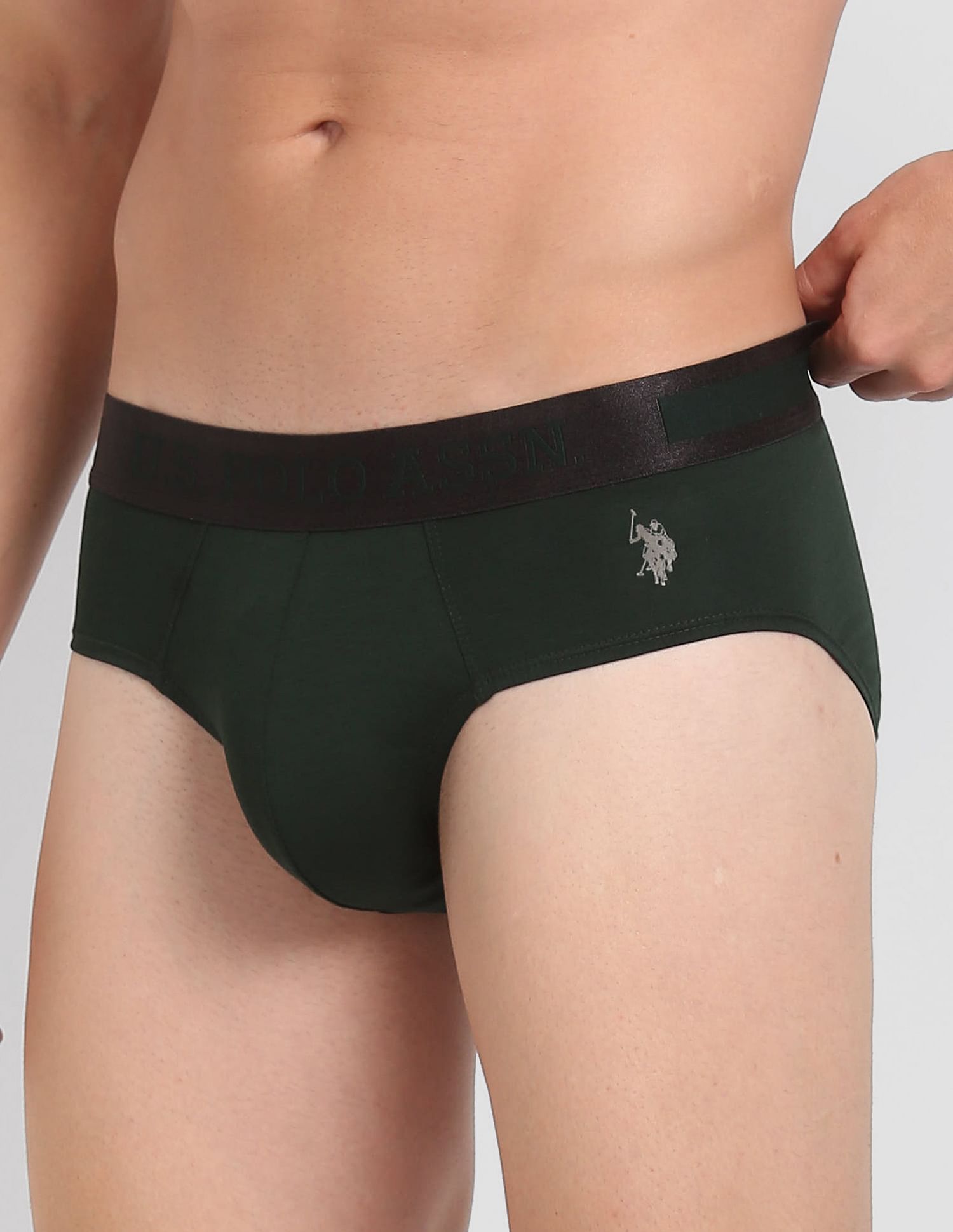 Mid Rise Solid PB001 Premium Briefs - Pack Of 1 Scarab - U.S. POLO ASSN. | Large