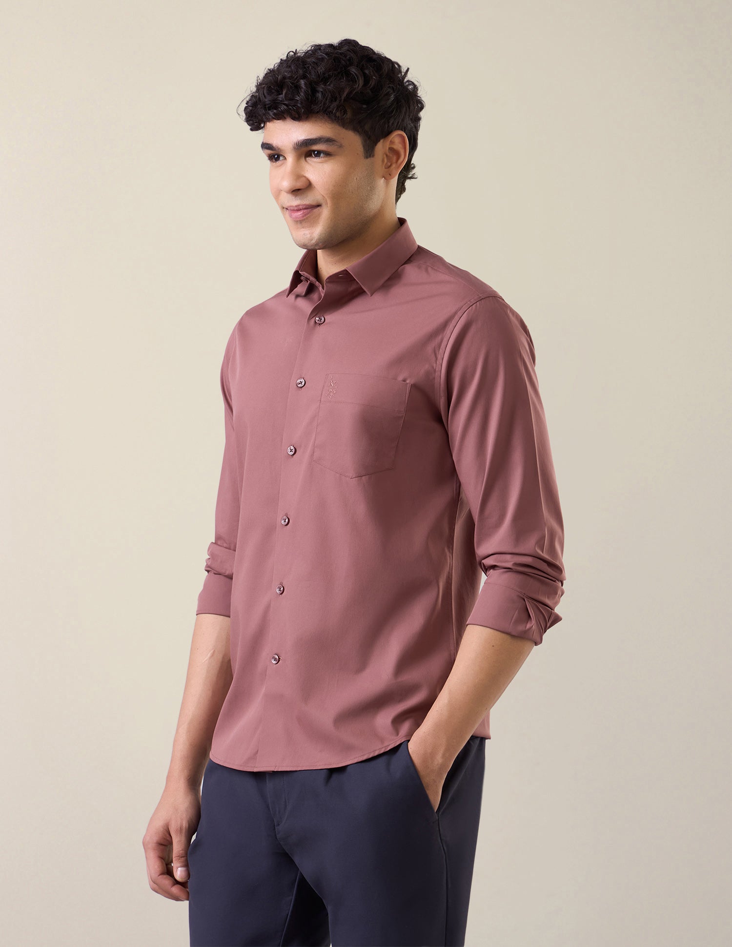 Solid Tailored Fit Shirt Dark Pink - U.S. Polo Assn. India | Large
