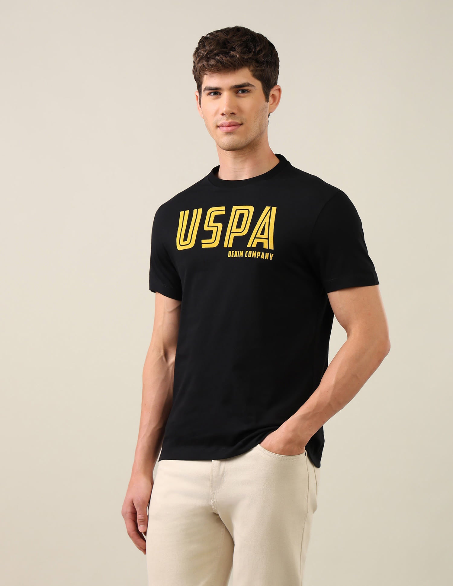 Typographic Printed Regular Fit T-Shirt Grey - U.S. Polo Assn. India | Large