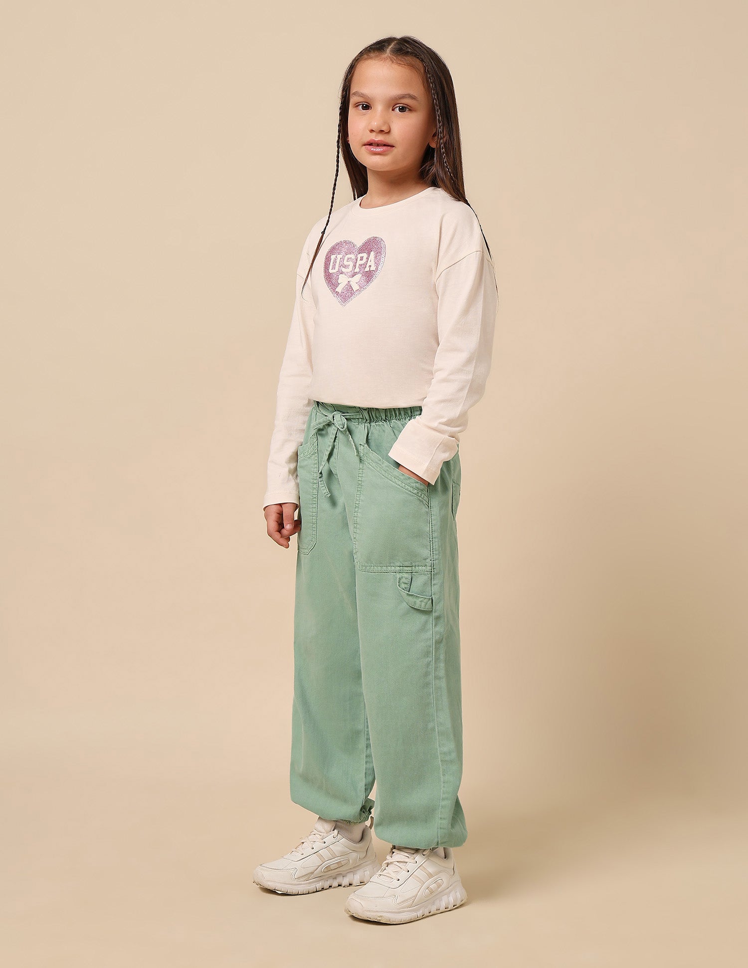 Girls High Rise Jogger Jeans Light Green - U.S. POLO ASSN. | Large