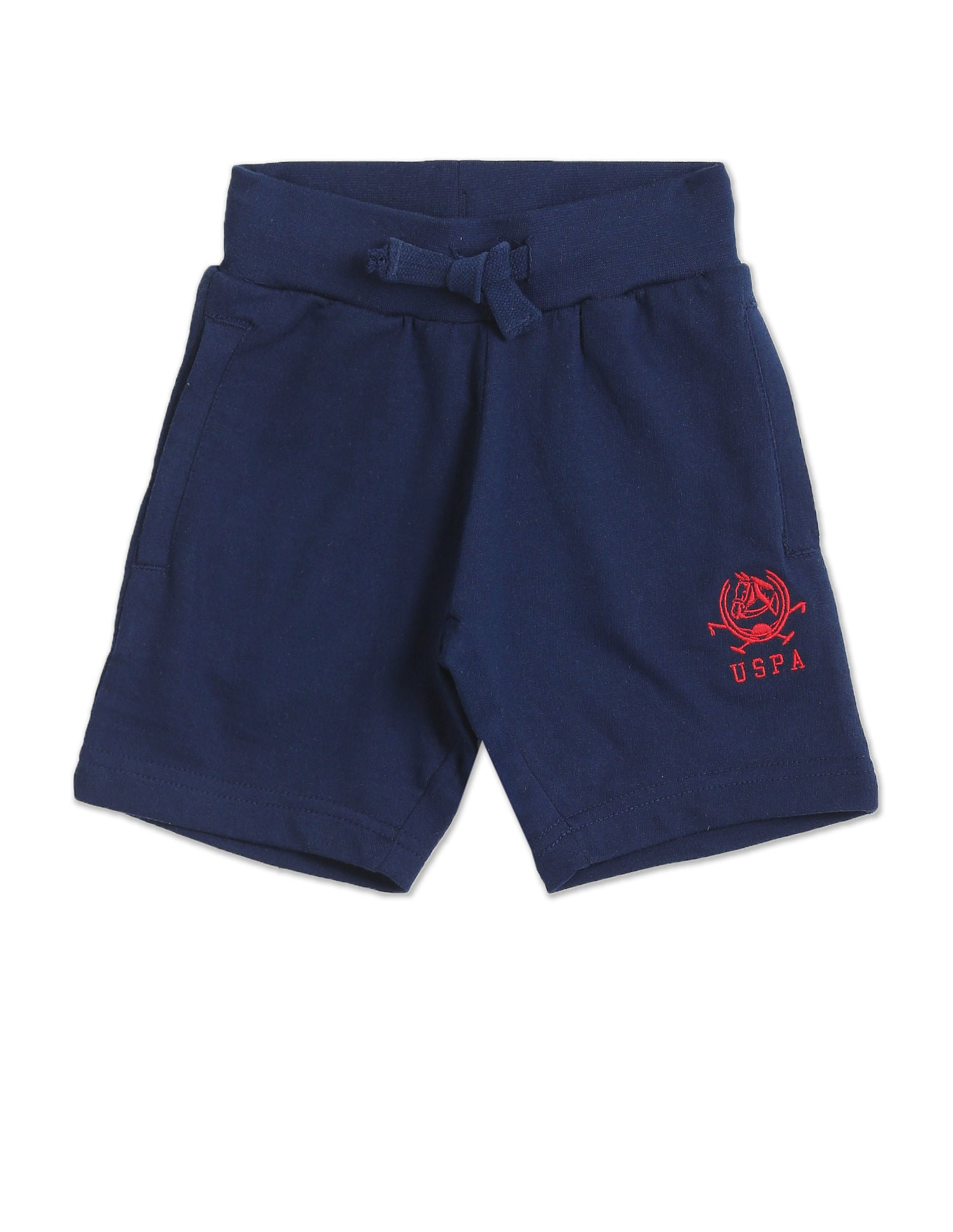Boys Assorted Mid Rise Knit Shorts - Pack Of 2 Navy and Yellow - U.S. Polo Assn. India | Large