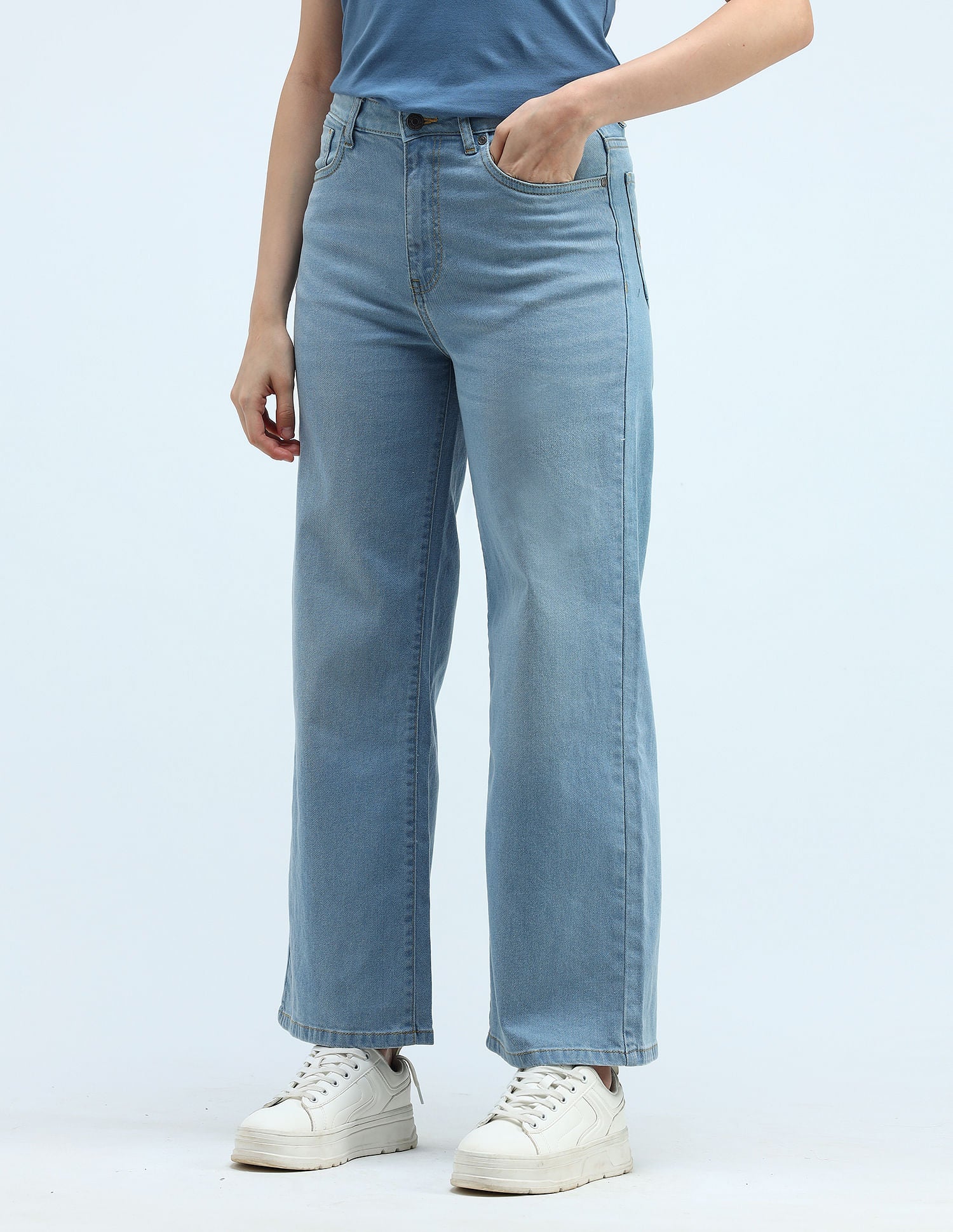 High Rise Wide Leg Jeans Blue - U.S. POLO ASSN. | Large