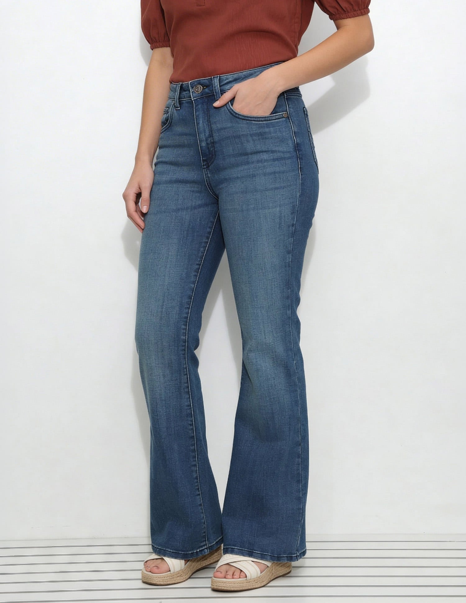 High Rise Flared Fit Jeans Blue - U.S. Polo Assn. India | Large