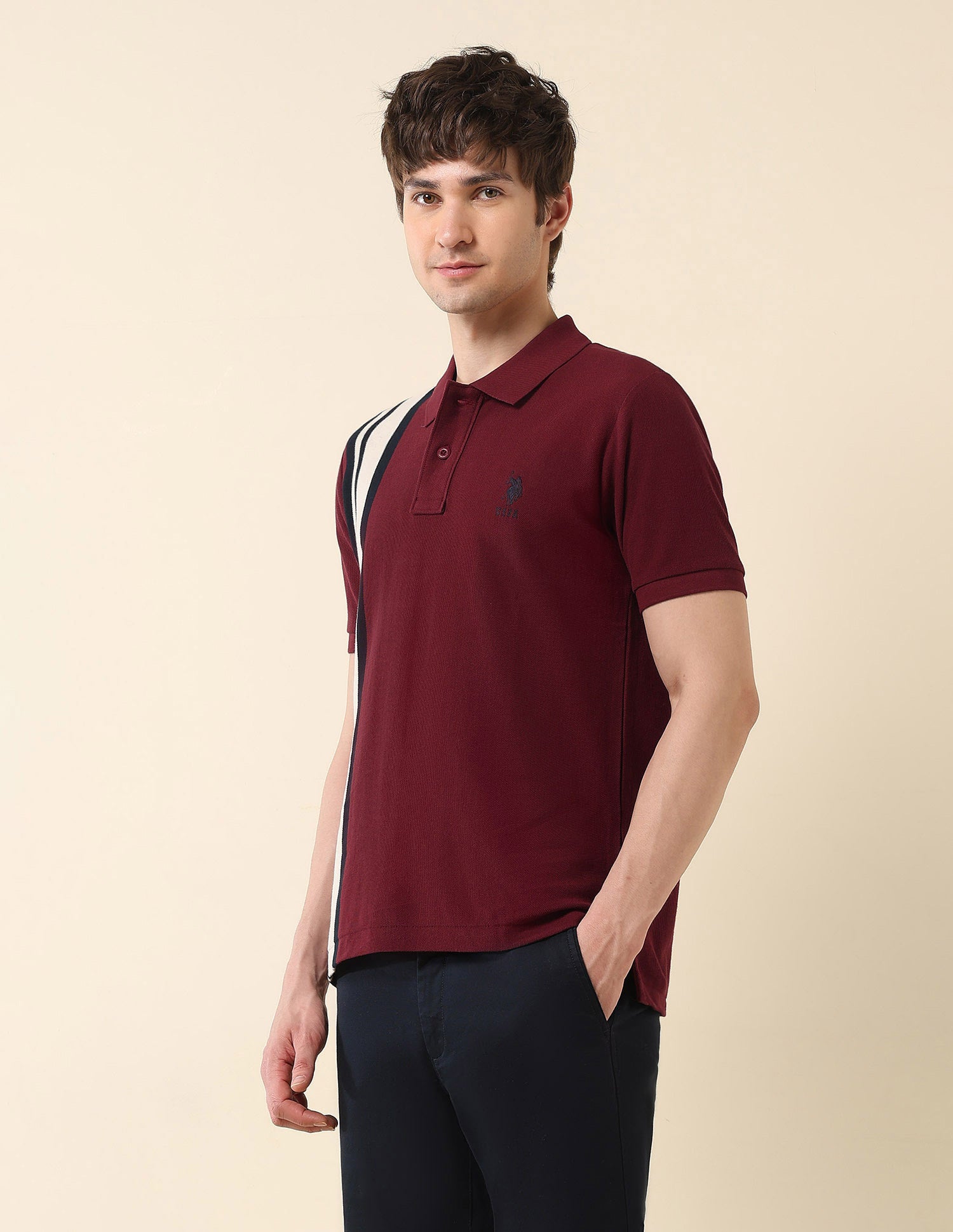 Colourblocked Classic Polo Shirt Wine - U.S. POLO ASSN. | Large